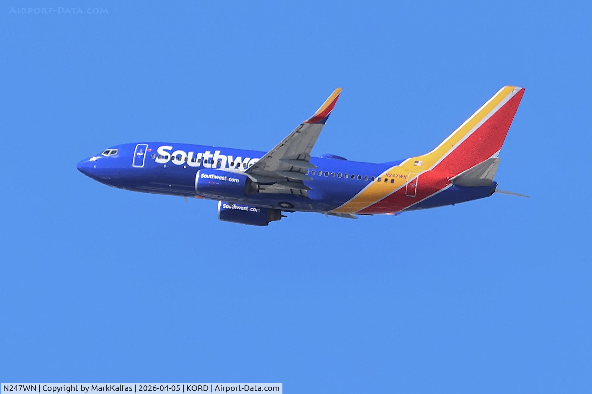 N247WN, 2006 Boeing 737-7H4, c/n 32508, B737 Southwest Boeing  737-7H4 N247WN departing KORD