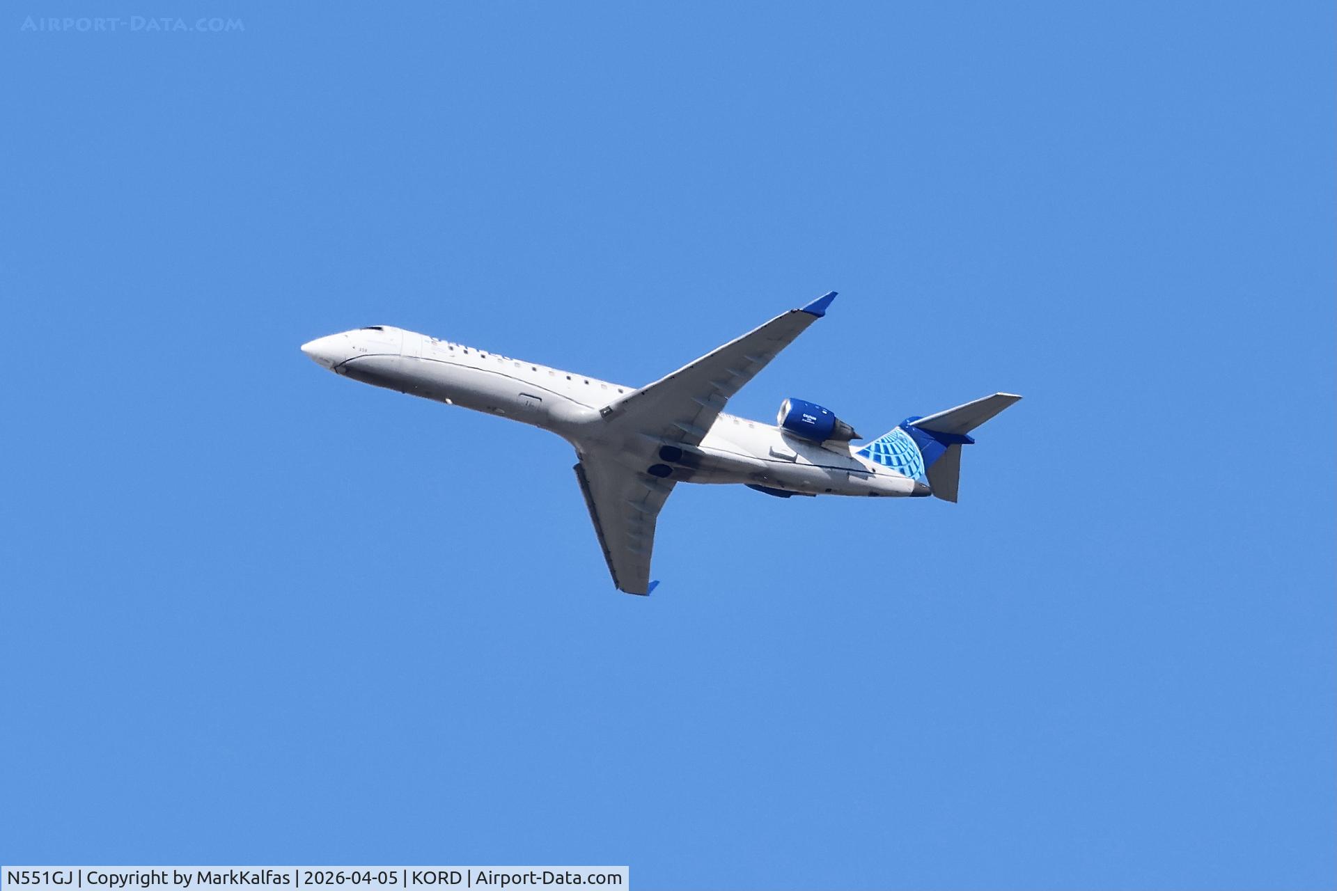 N551GJ, Bombardier CRJ-702 (CL-600-2C10) Regional Jet, c/n 10283, CRJ7 SkyWest / United Express Canadair Regional Jet CRJ-550, N551GJ departing 27L KORD