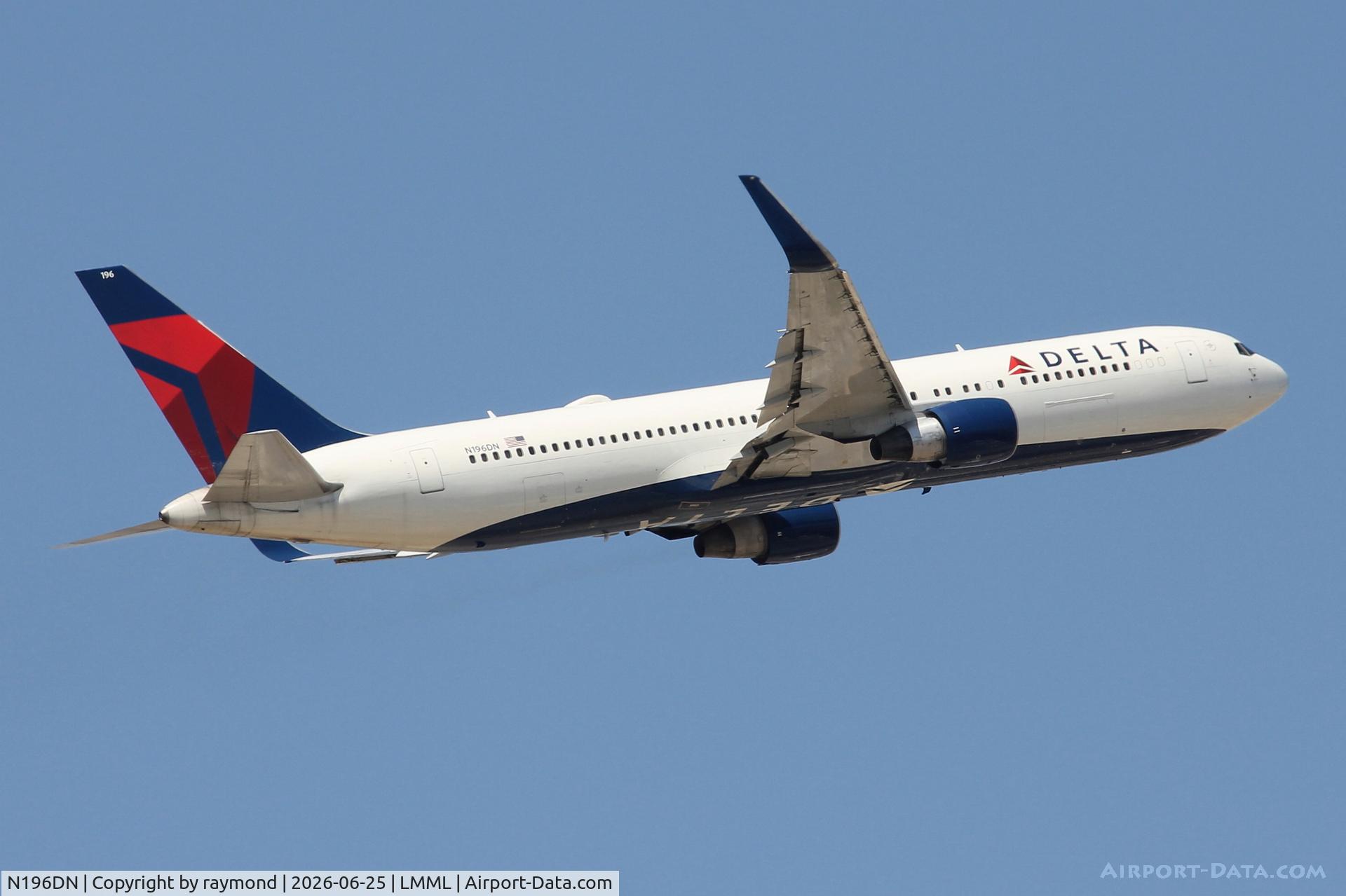 N196DN, 1997 Boeing 767-332, c/n 28453, Delta Air Lines Boeing 767-332 airborne from Malta enroute to JFK.