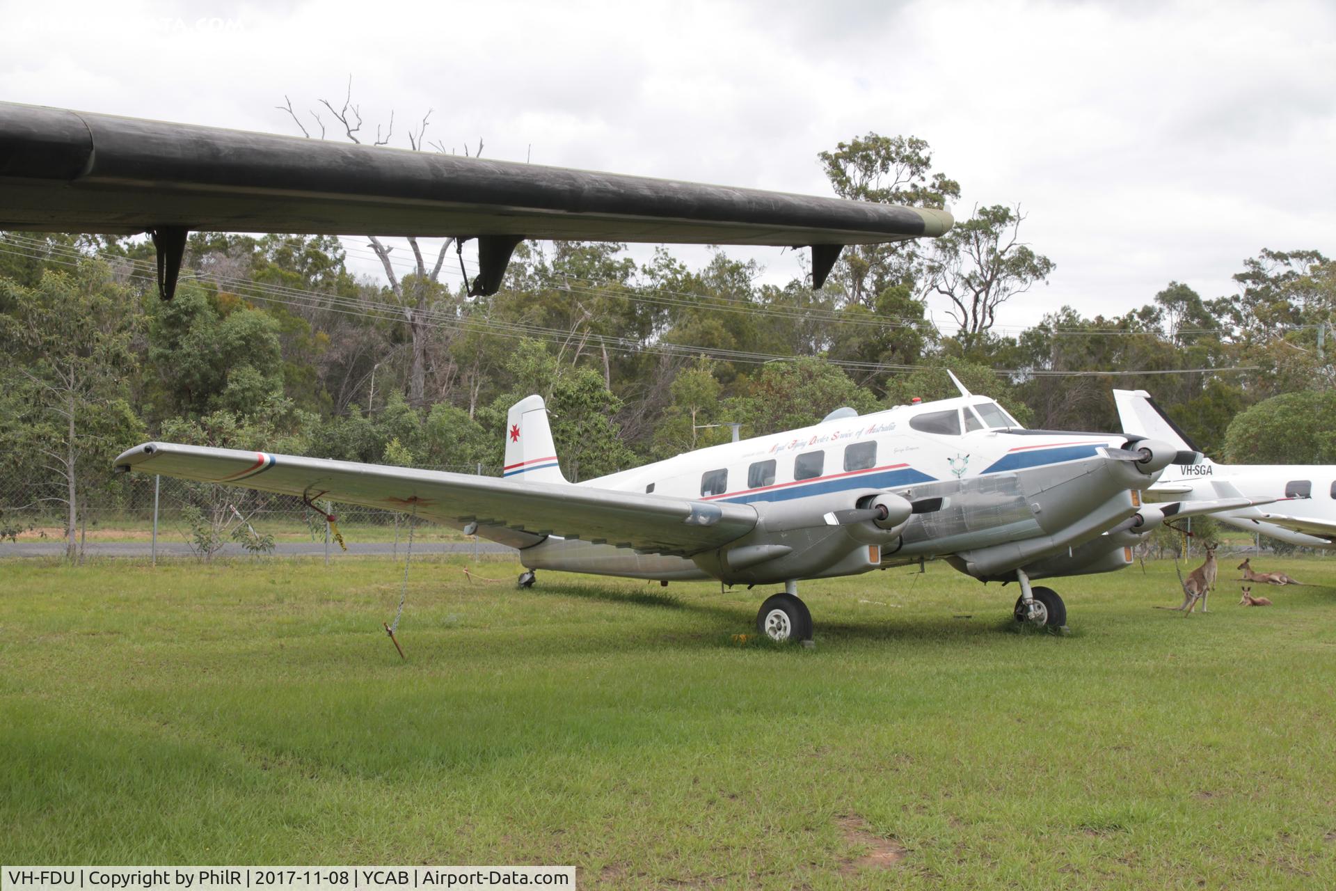 VH-FDU, 1952 De Havilland Australia DHA-3 Drover, c/n DHA5012, VH-FDU (VH-AZM) 1952 DHA-3 Drover 3 RFDSoA Caboolture
