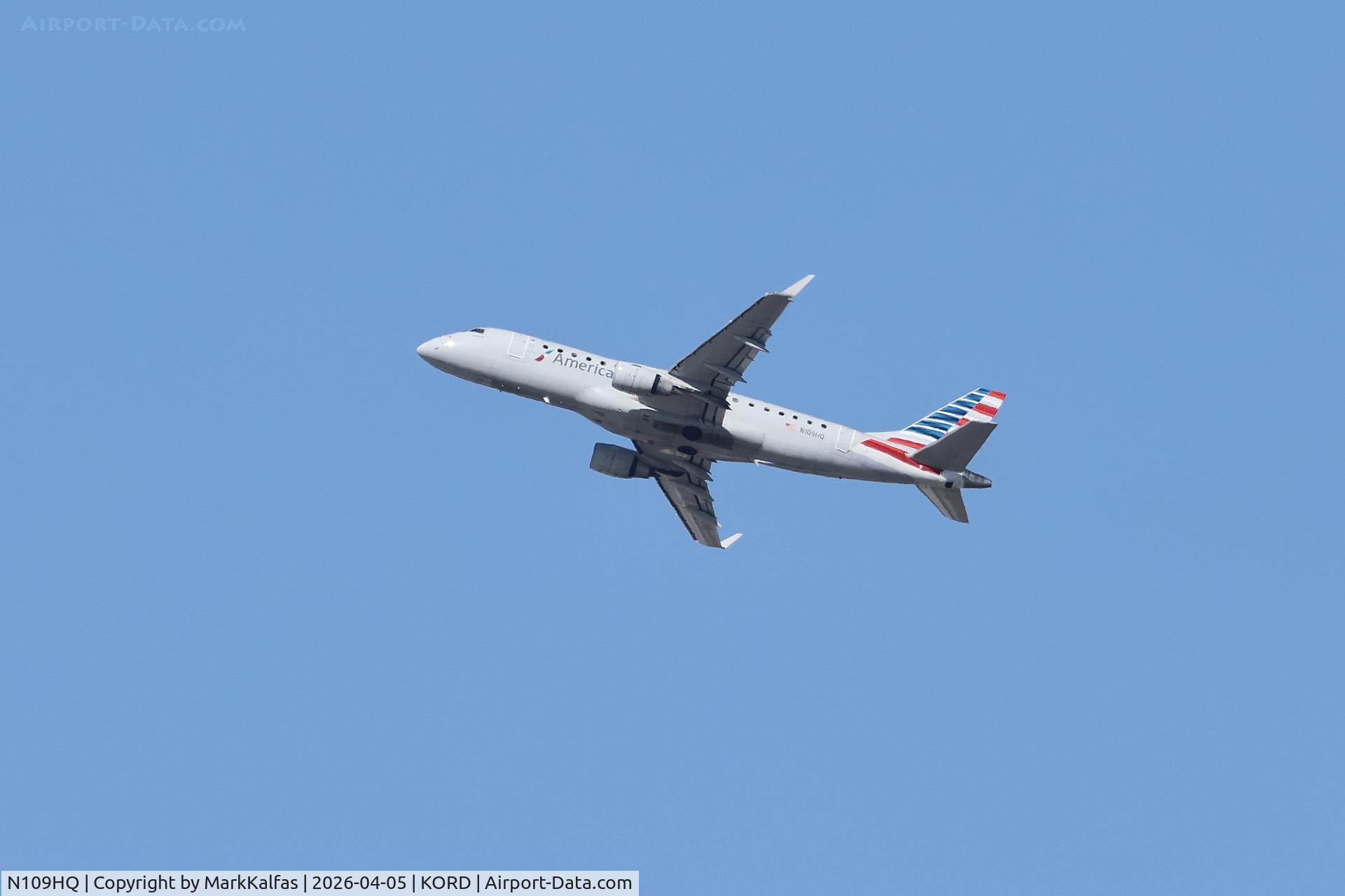 N109HQ, 2007 Embraer 175LR (ERJ-170-200LR), c/n 17000168, E170 Republic Airways / American Eagle Embraer ERJ 170-200 LR N109HQ departing 27L KORD
