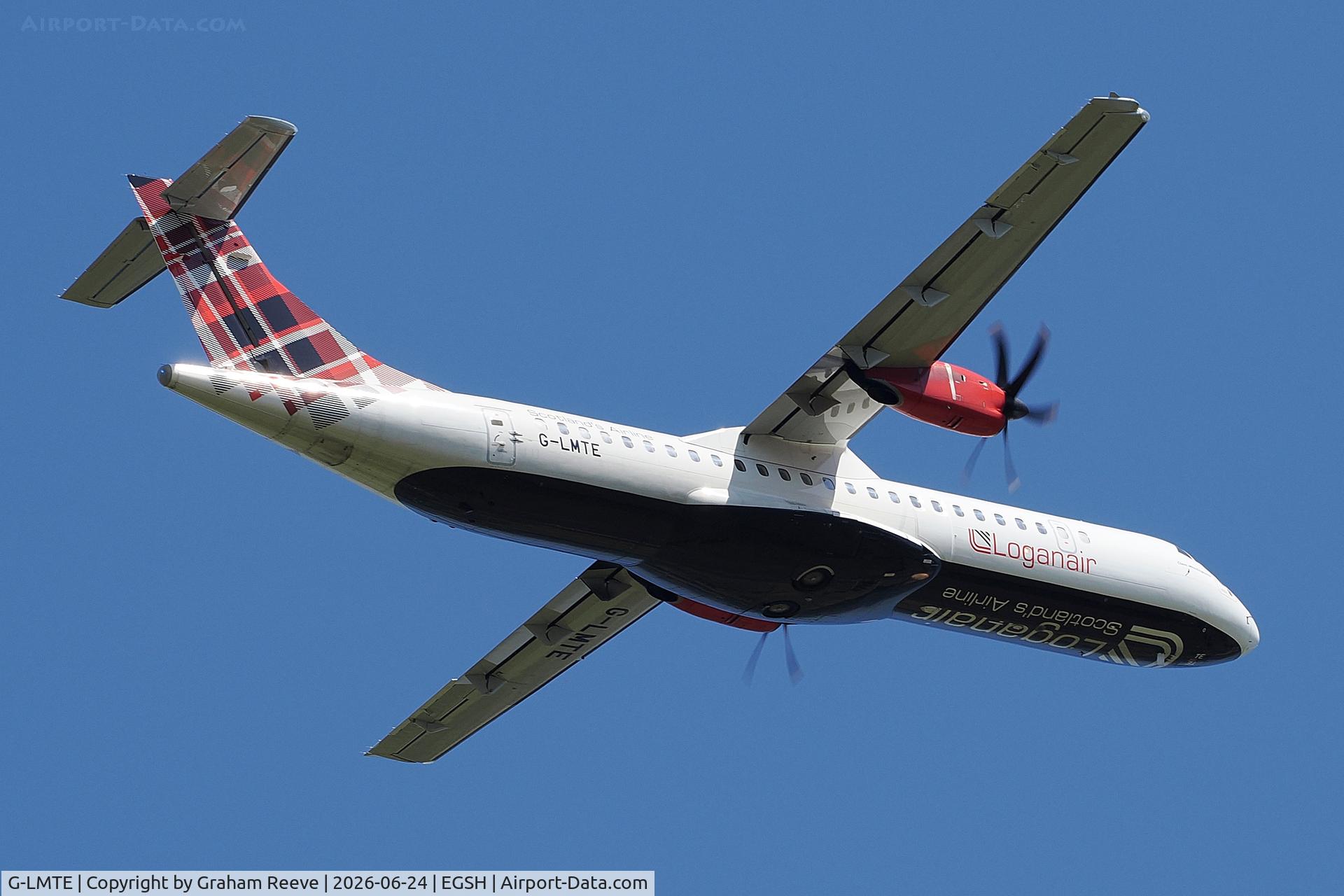 G-LMTE, 2015 ATR 72-600 (72-212A), c/n 1283, Departing from Norwich.