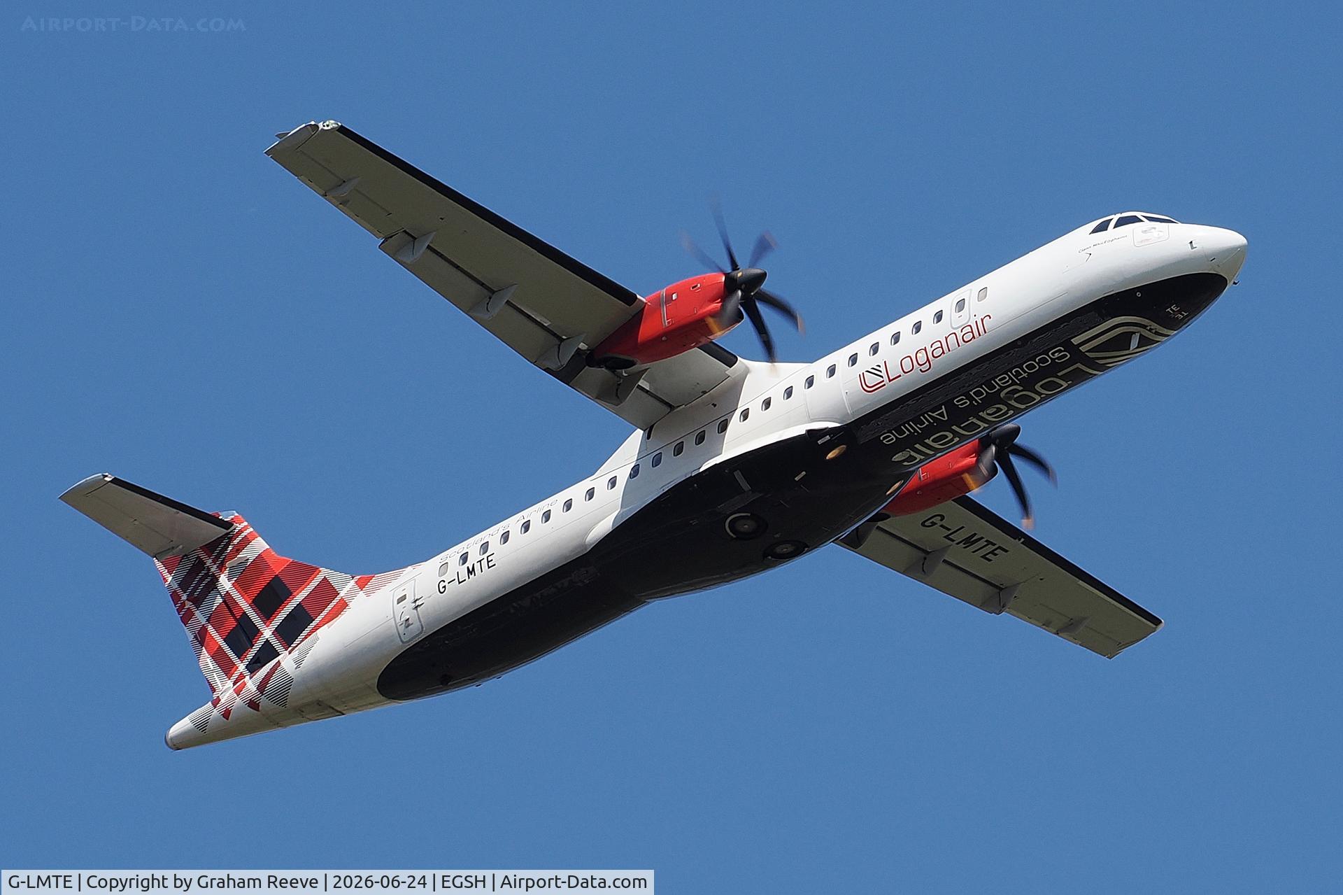 G-LMTE, 2015 ATR 72-600 (72-212A), c/n 1283, Departing from Norwich.