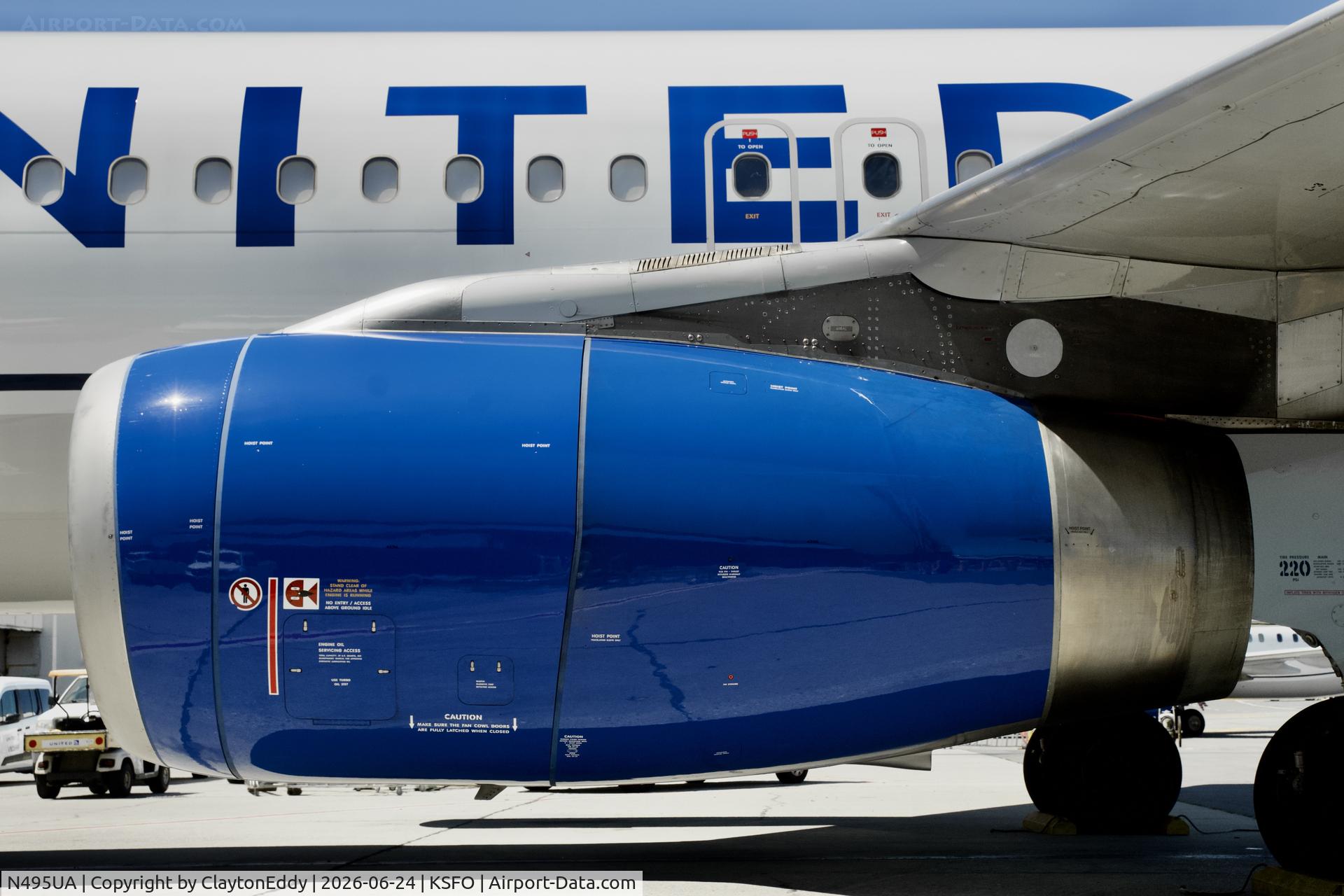 N495UA, 2002 Airbus A320-232, c/n 1842, IAE V2500 engine SFO 2026. 