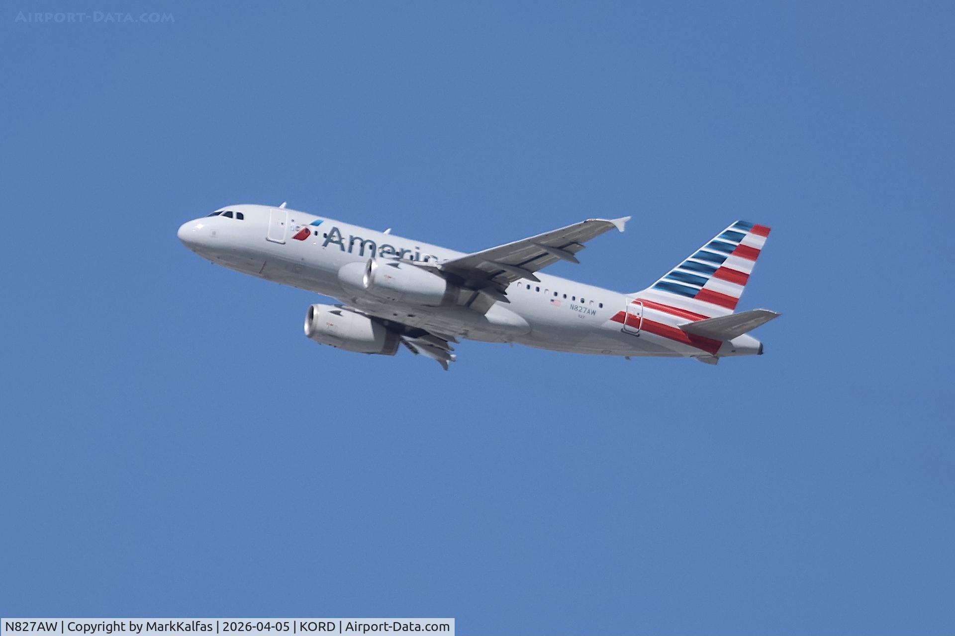 N827AW, 2001 Airbus A319-132, c/n 1547, A319 American Airbus A319-132, N827AW departing 27L KORD