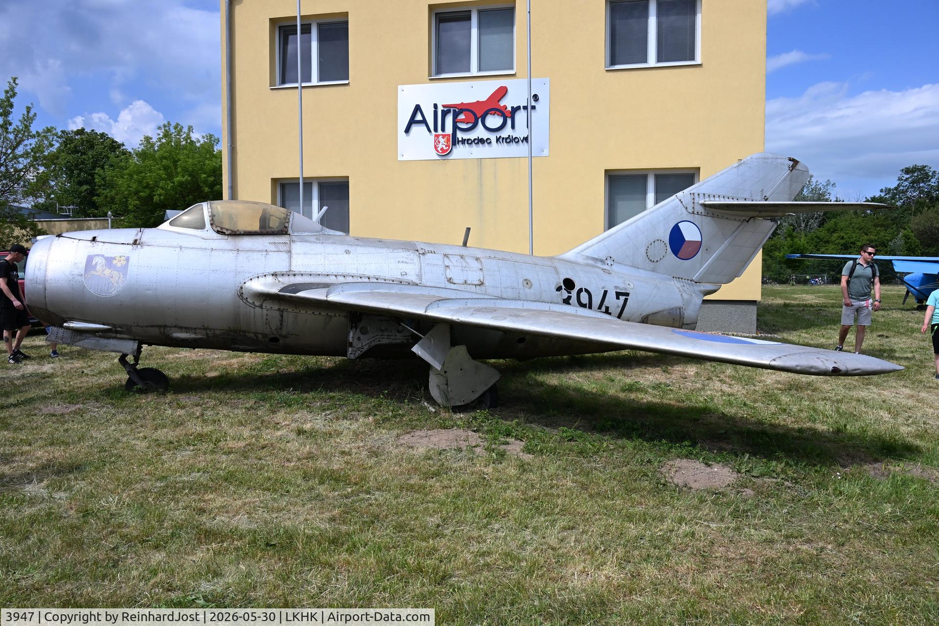 3947, Aero S-102 (MiG-15bis), c/n 713947, Czech-build Mig-15bis (some sources identify this as the Avia S-103 version with the Motorlet M-06 engine) at the Hradec Kralove Airport, Czech Republic