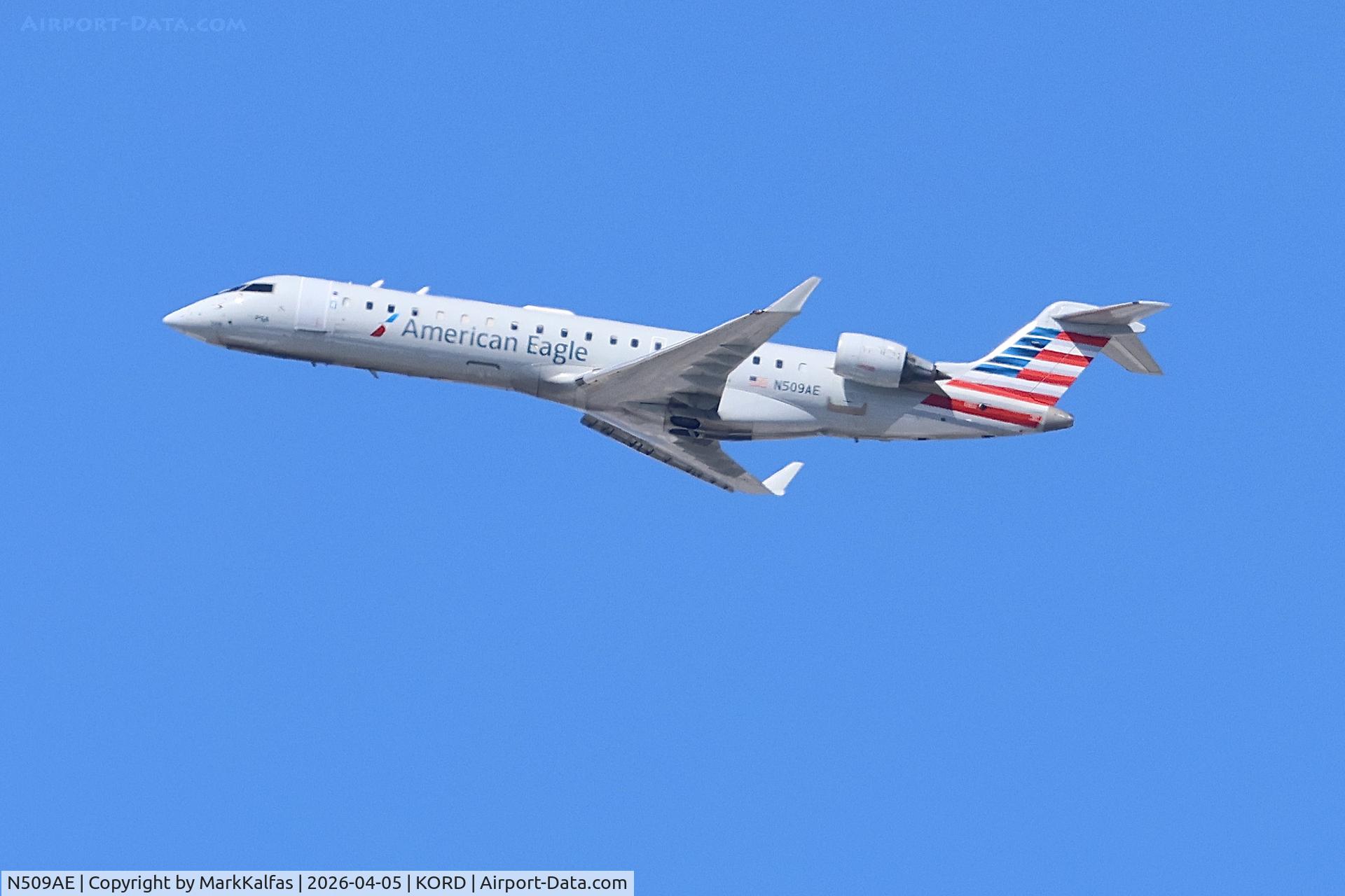 N509AE, 2003 Bombardier CRJ-701 (CL-600-2C10) Regional Jet, c/n 10078, CRJ7 PSA /American Eagle Canadair Regional Jet CRJ-700 N509AE departing 27L KORD