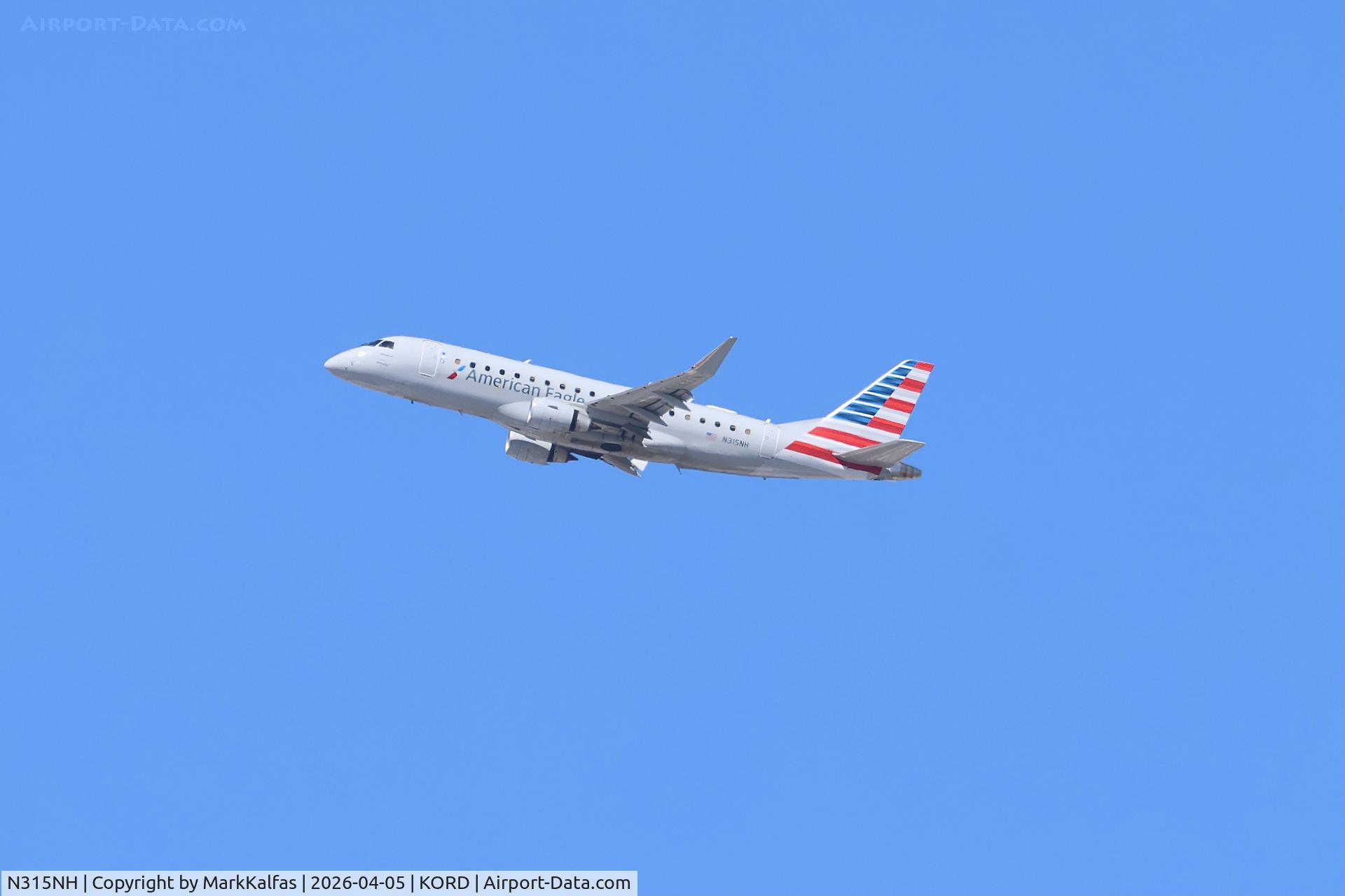 N315NH, 2024 Embraer 175LR, c/n 17000966, E75L Envoy / American Eagle Embraer 175LR N315NH departing 27L KORD