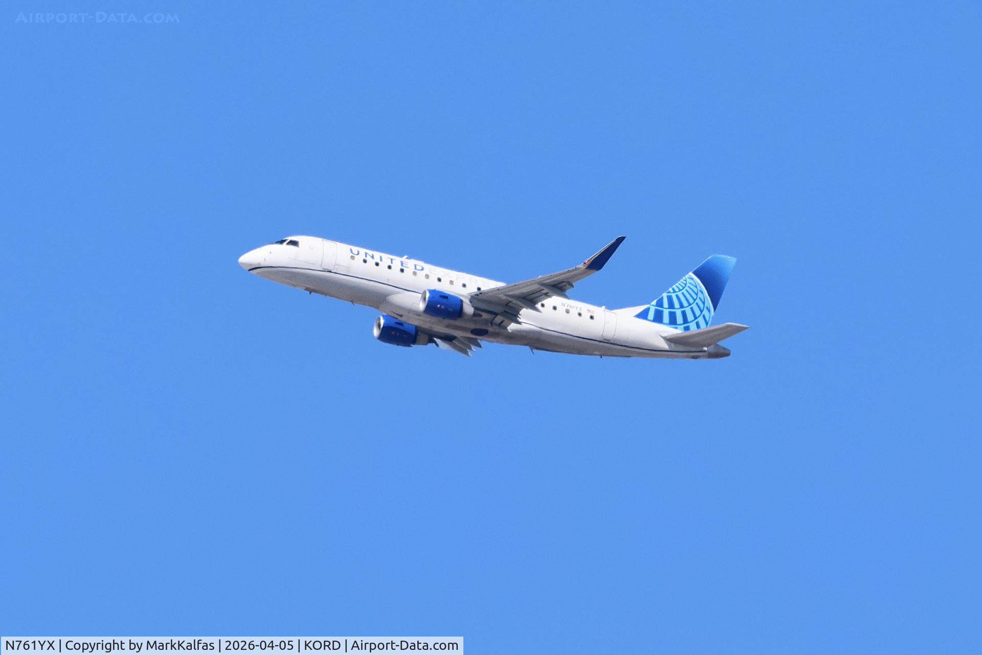 N761YX, 2023 Embraer 175LR, c/n 939, E75L Republic Airways/United Express Embraer 175LR N761YX departing 27L KORD