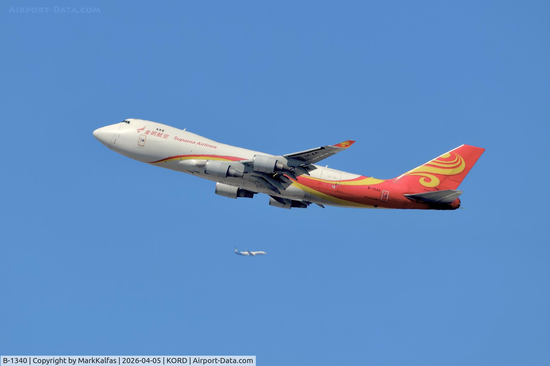 B-1340, 2007 Boeing 747-4HAERF, c/n 35235, B744 Suparna Airlines Boeing 747-4HAERF, B-1340 departing 27L KORD