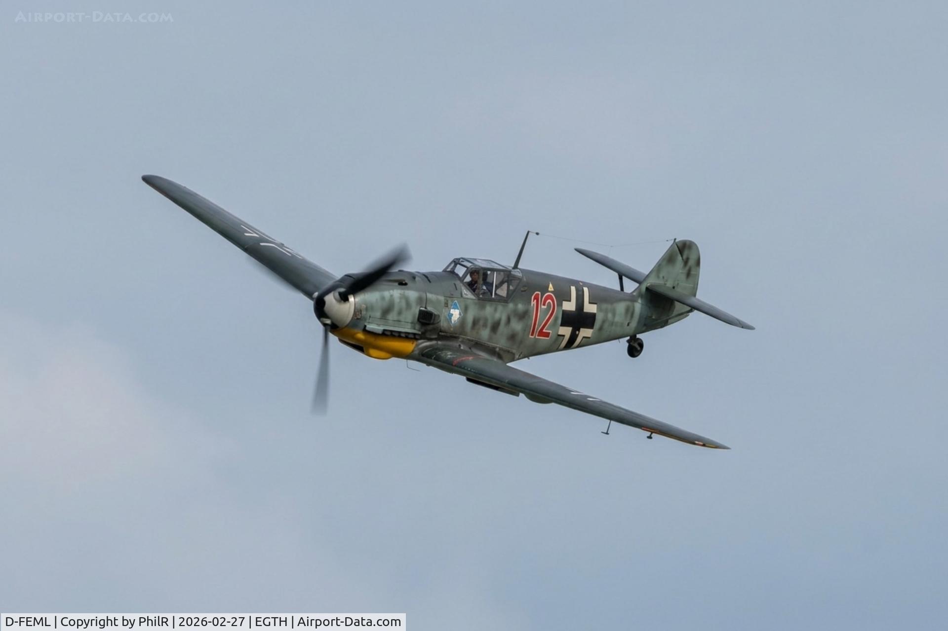 D-FEML, 1939 Messerschmitt Bf-109E, c/n 1983, D-FEML (WNr 1983) 1939 Messerschmitt Bf109E Old Warden 
