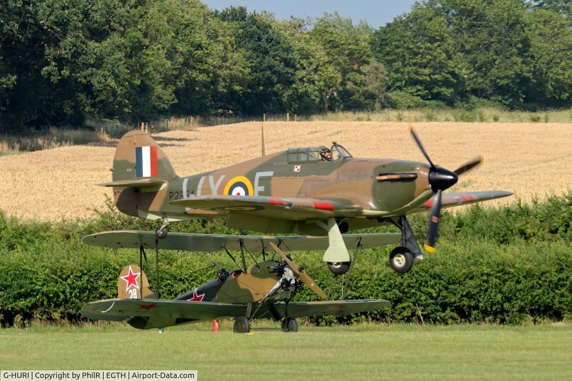 G-HURI, 1942 Hawker (CCF) Hurricane Mk12A, c/n 72036, 'P2954' (G-HURI) 1942 Canadian Car & Foundry Co Hurricane Mk XII Old Warden 27.06.26 (2).JPG
