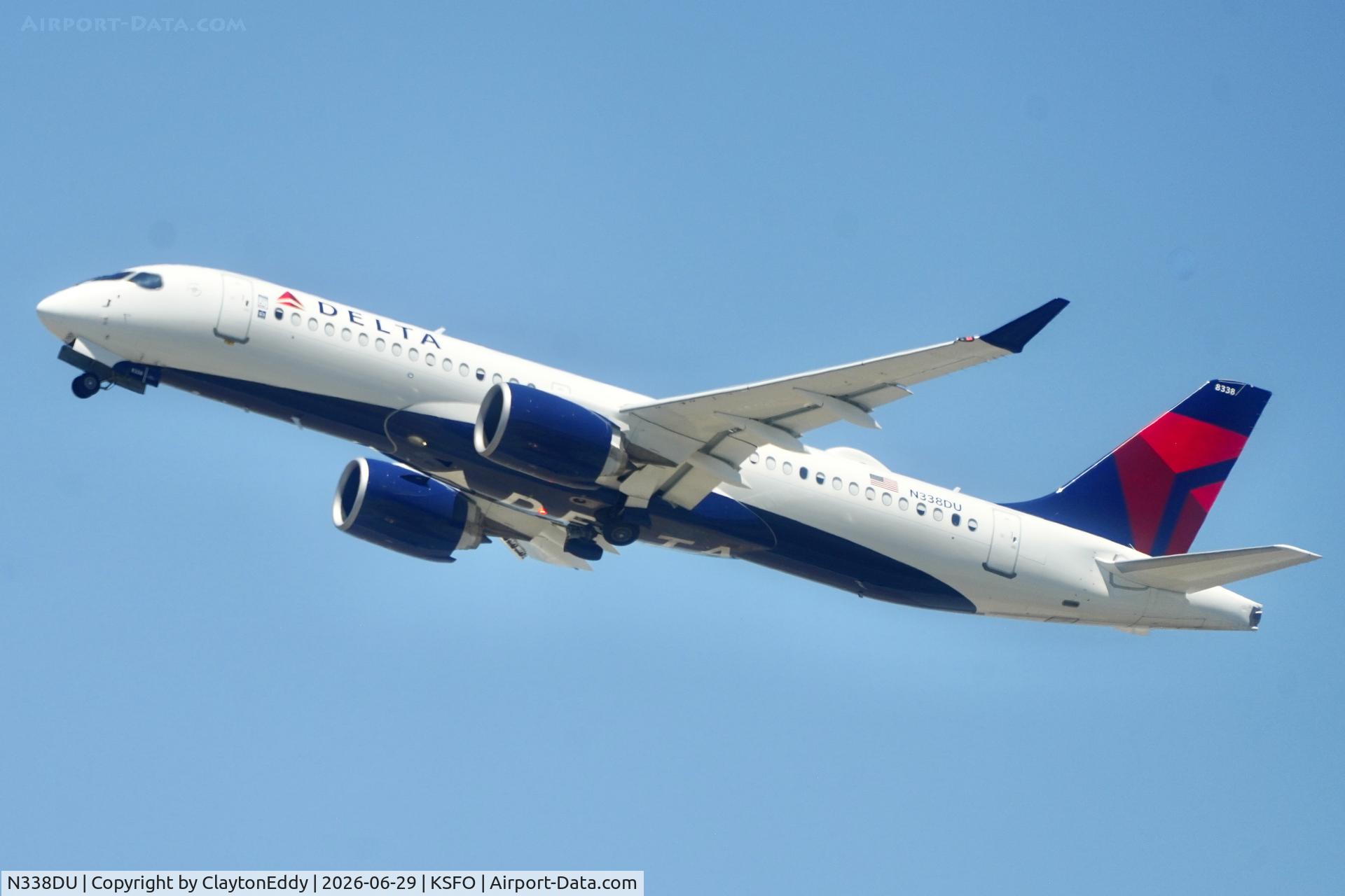 N338DU, 2026 Airbus Canada Limited Partnership A220-371, c/n 55414, Sky Terrace SFO 2026. 