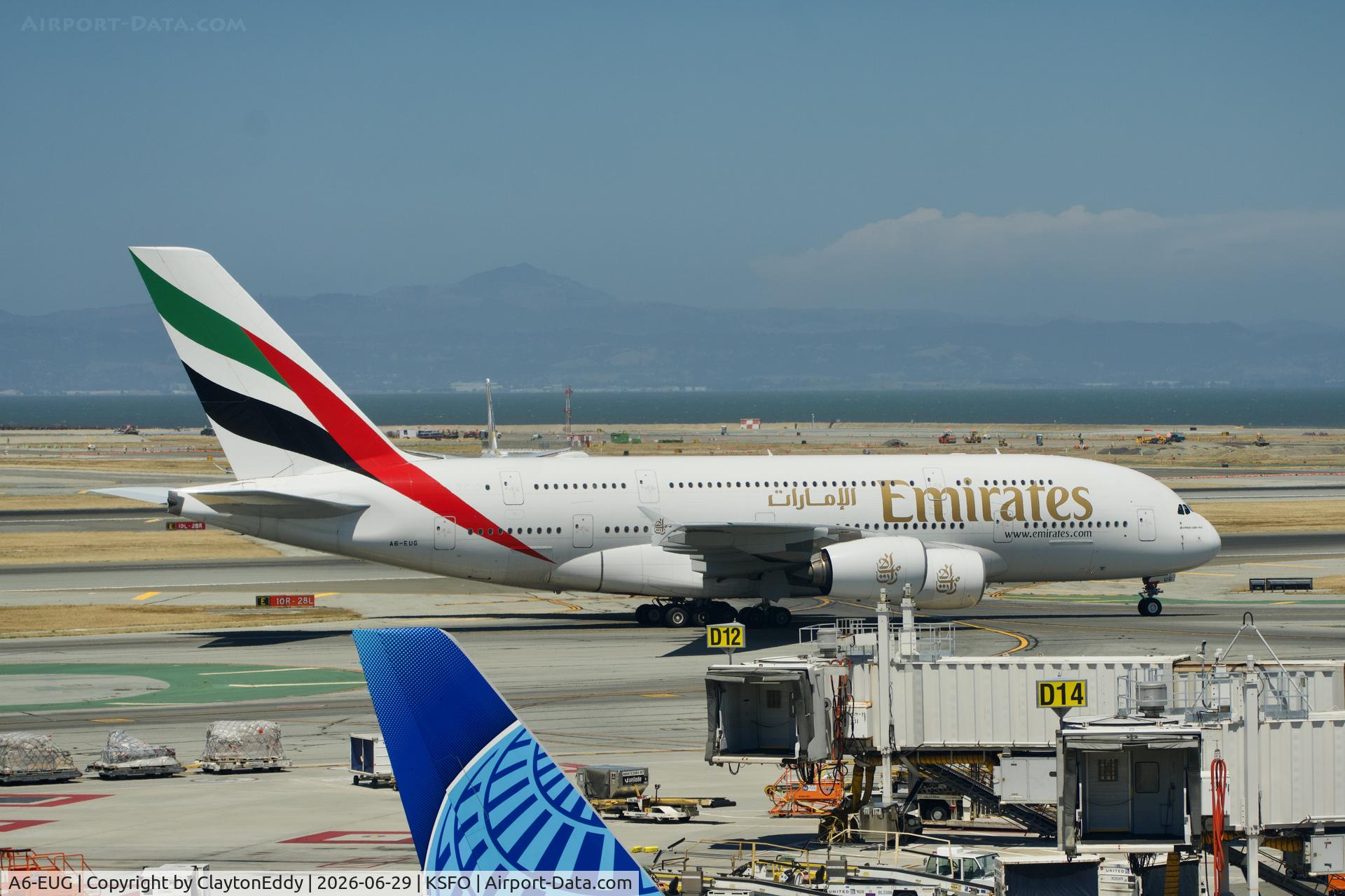 A6-EUG, 2016 Airbus A380-861, c/n 219, Sky Terrace SFO 2026