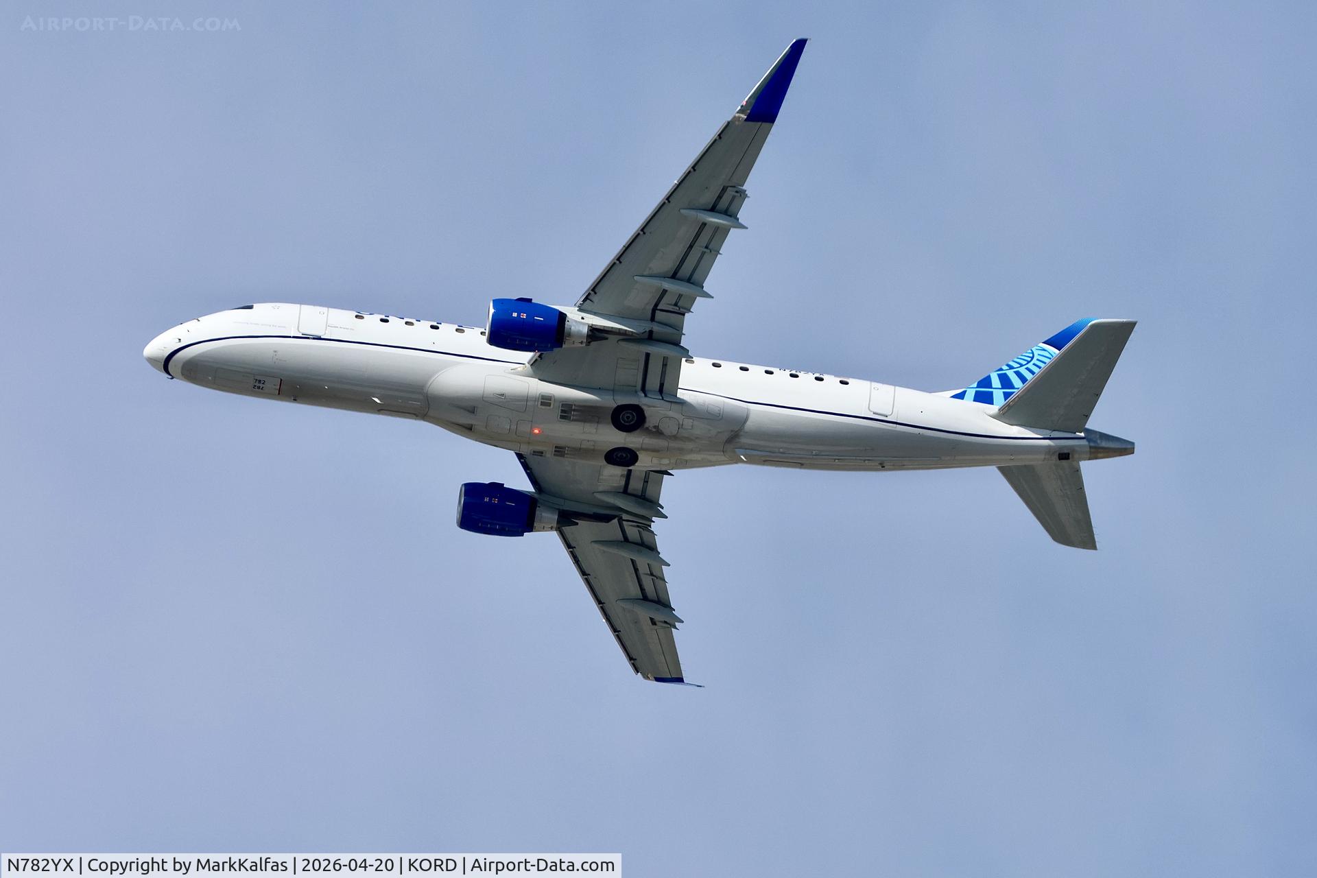 N782YX, 2025 Embraer 175R (ERJ-170-200(LR), c/n 17000994, E175 Republic Airways / United Express Embraer 175R, N782YX departing 28R KORD