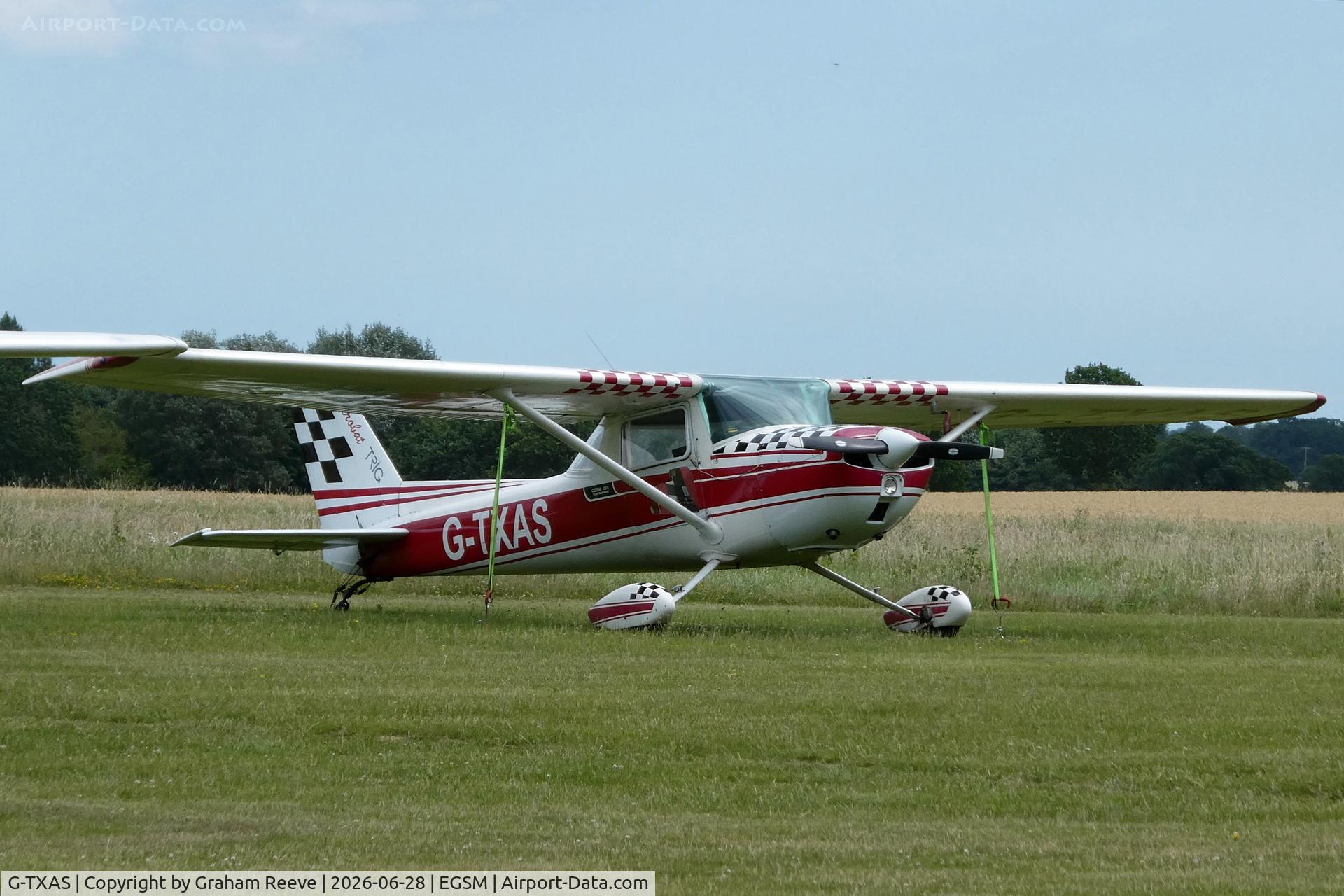 G-TXAS, 1973 Cessna A150L Aerobat Aerobat, c/n A150-0381, Parked at Beccles.