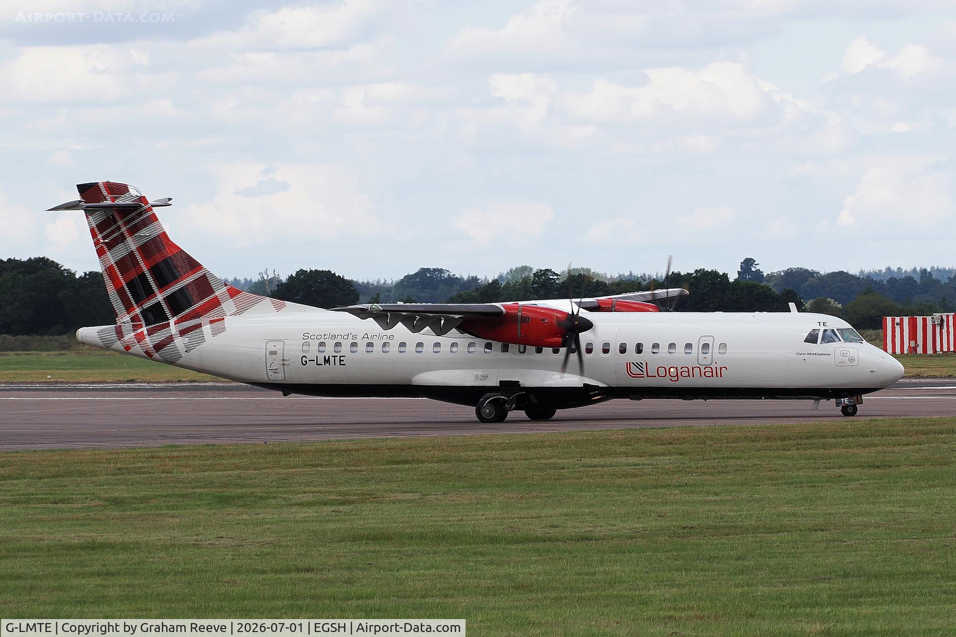 G-LMTE, 2015 ATR 72-600 (72-212A), c/n 1283, Departing from Norwich.