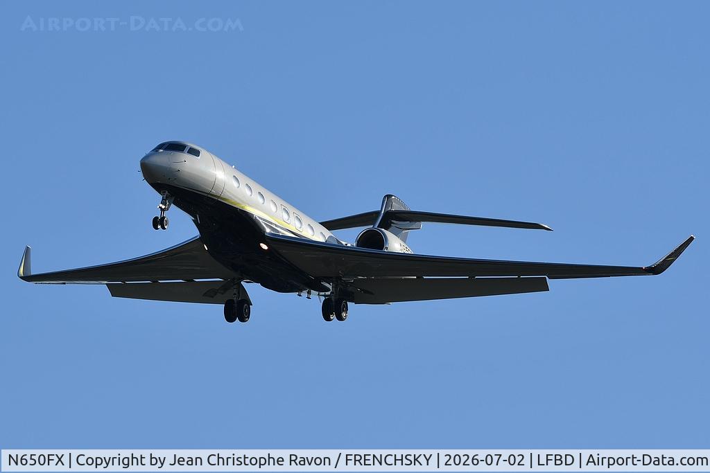 N650FX, 2017 Gulfstream Aerospace G-VI (G650), c/n 6268, Los Angeles (LAX)	Bordeaux (BOD)	LXJ650