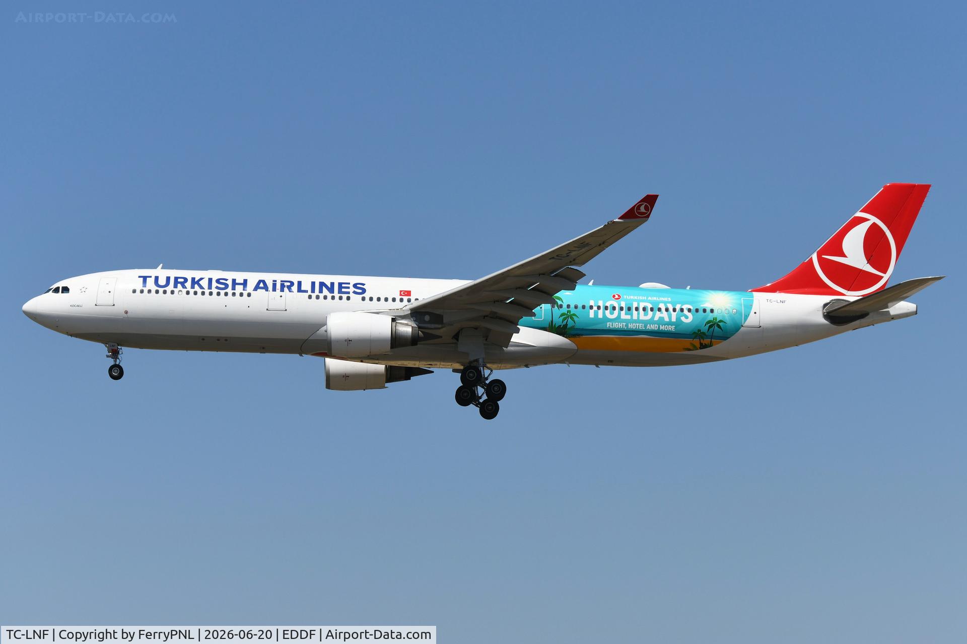 TC-LNF, 2016 Airbus A330-303, c/n 1713, Turkish A333 promoting TK Holidays