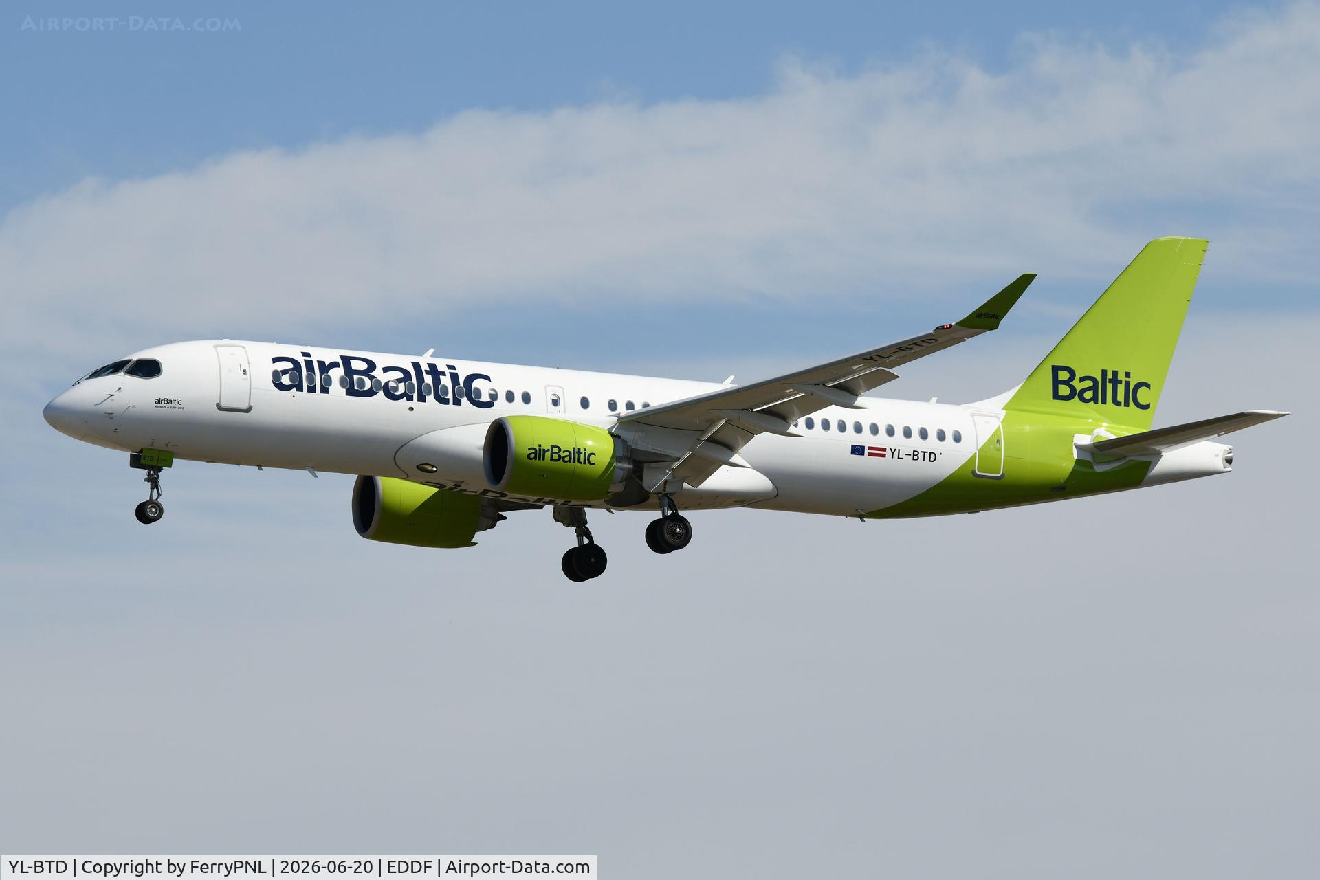 YL-BTD, Airbus A220-300, c/n 55426, Air Baltic A223 operating an Austrian Airlines flight