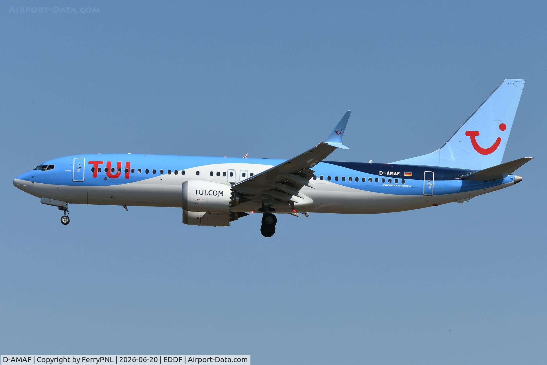 D-AMAF, 2025 Boeing 737-8 MAX, c/n 44643 l/n 9406, TUIfly B738MAX arriving in FRA