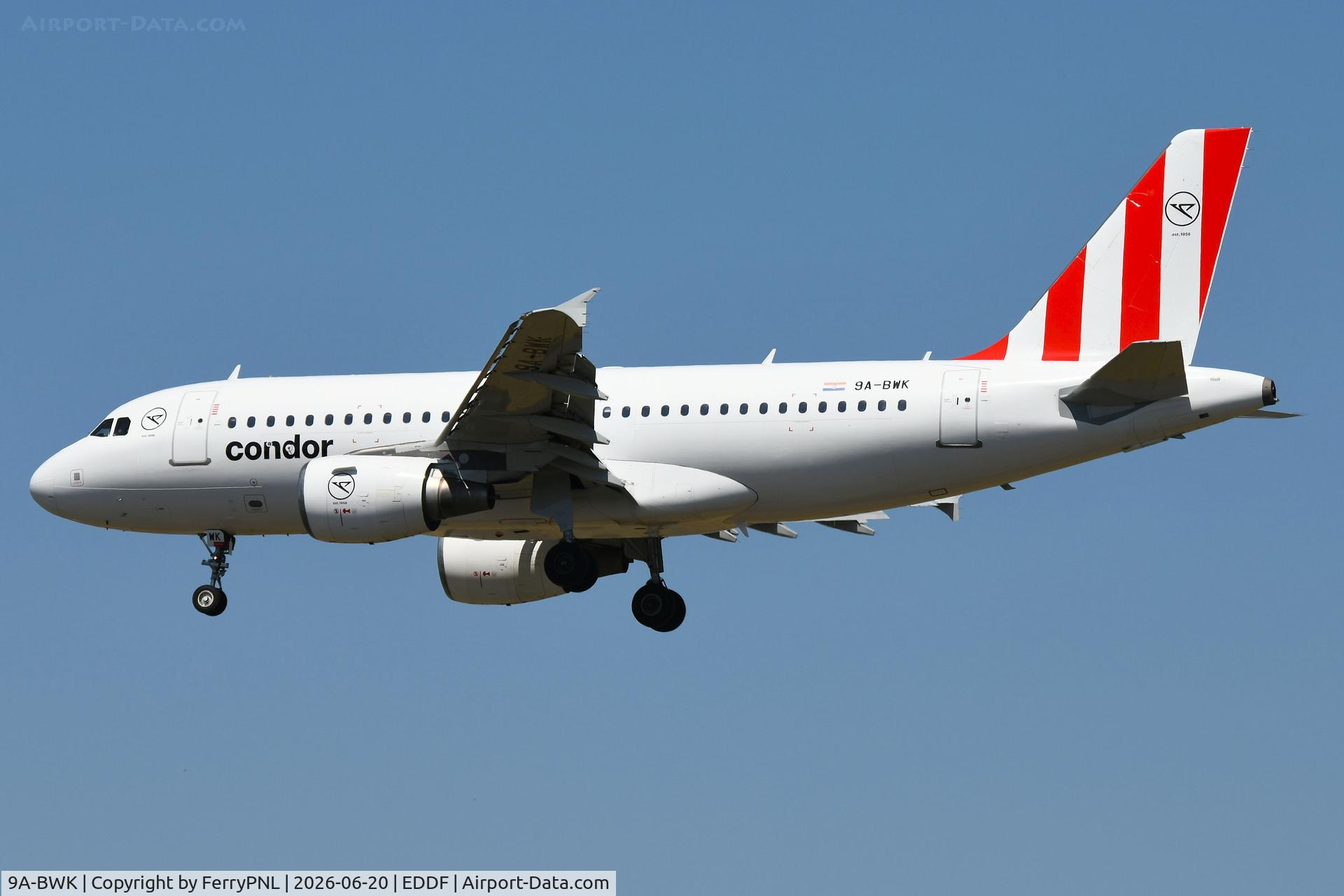 9A-BWK, 2011 Airbus A319-112, c/n 4663, Condor operates 2 A319's operated by Fly Air41 Airways
