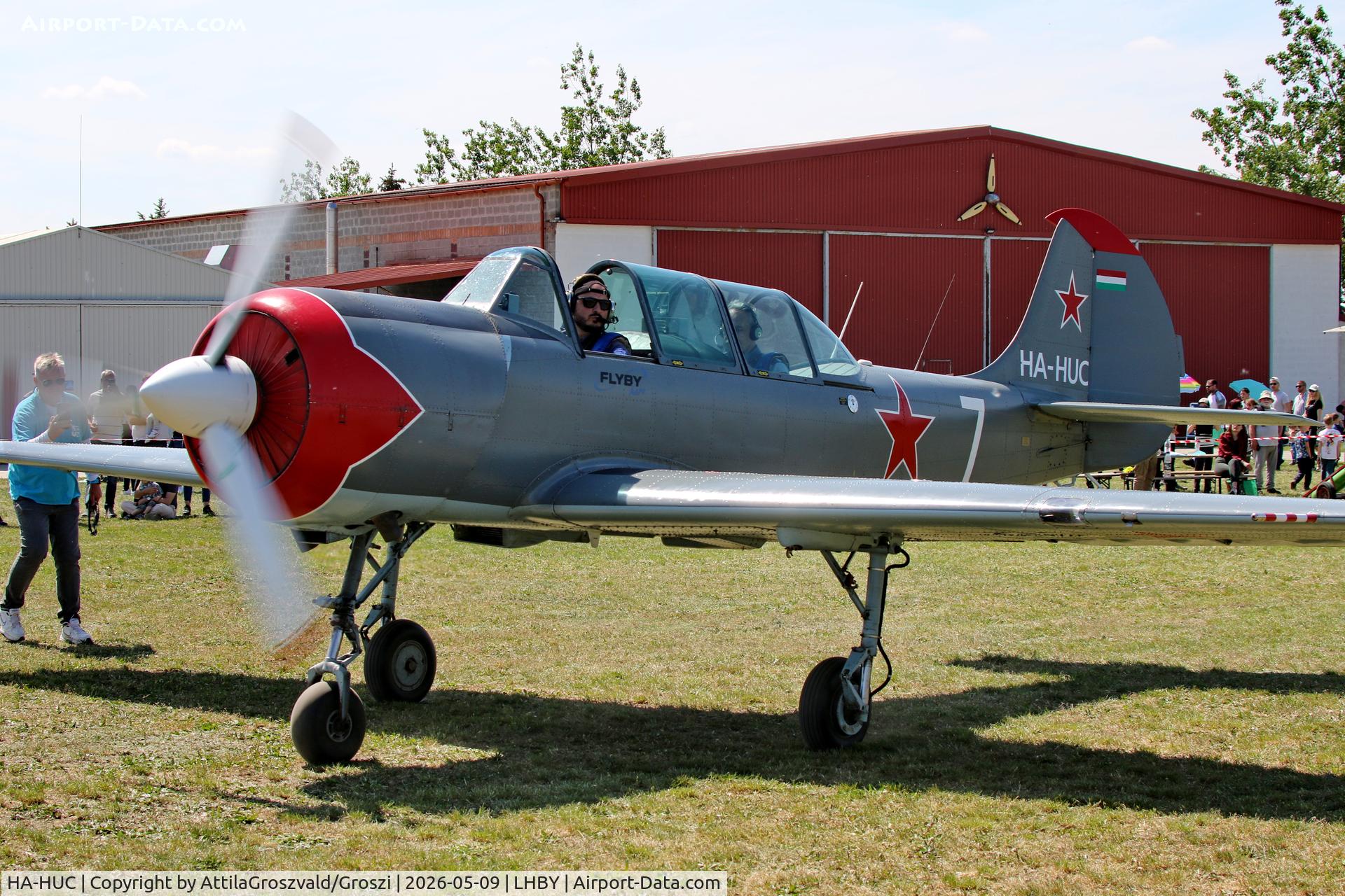 HA-HUC, Bacau Yak-52, c/n 855509, LHBY - Böny Airport, Hungary