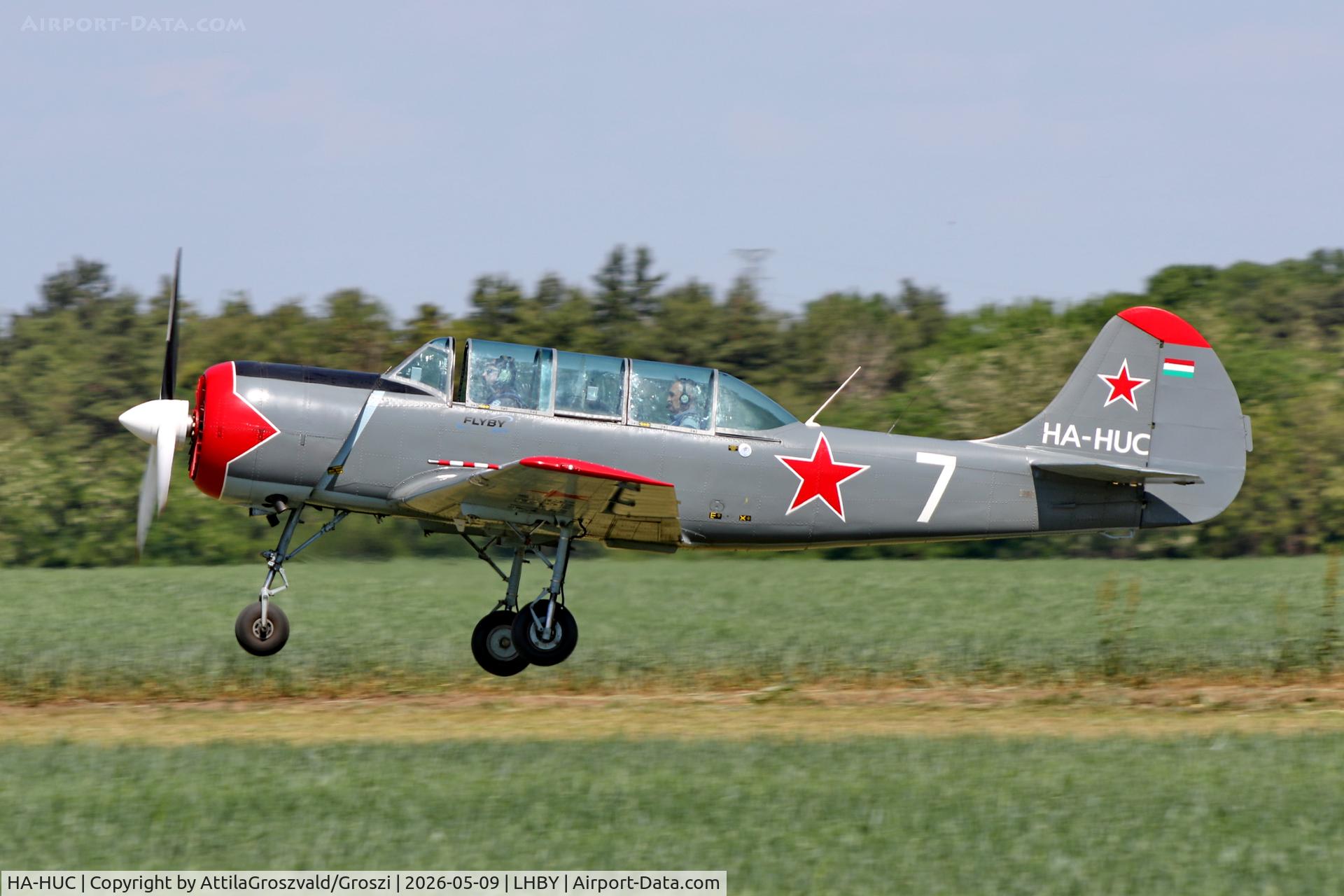 HA-HUC, Bacau Yak-52, c/n 855509, LHBY - Böny Airport, Hungary