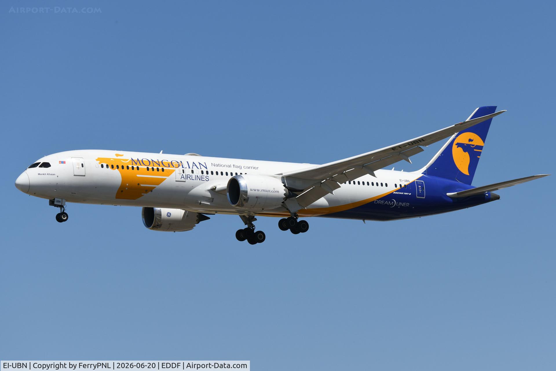 EI-UBN, 2019 Boeing 787-9 Dreamliner Dreamliner, c/n 60322 l/n 805, Arrival of Mongolian B789