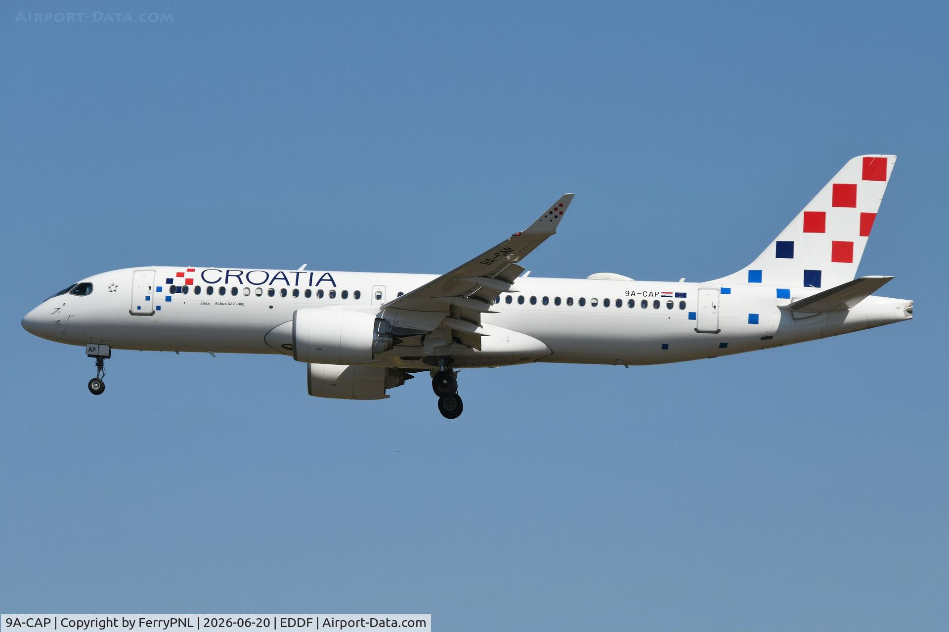 9A-CAP, 2025 Airbus A220-300, c/n 55380, Croatia A223 coming in to land