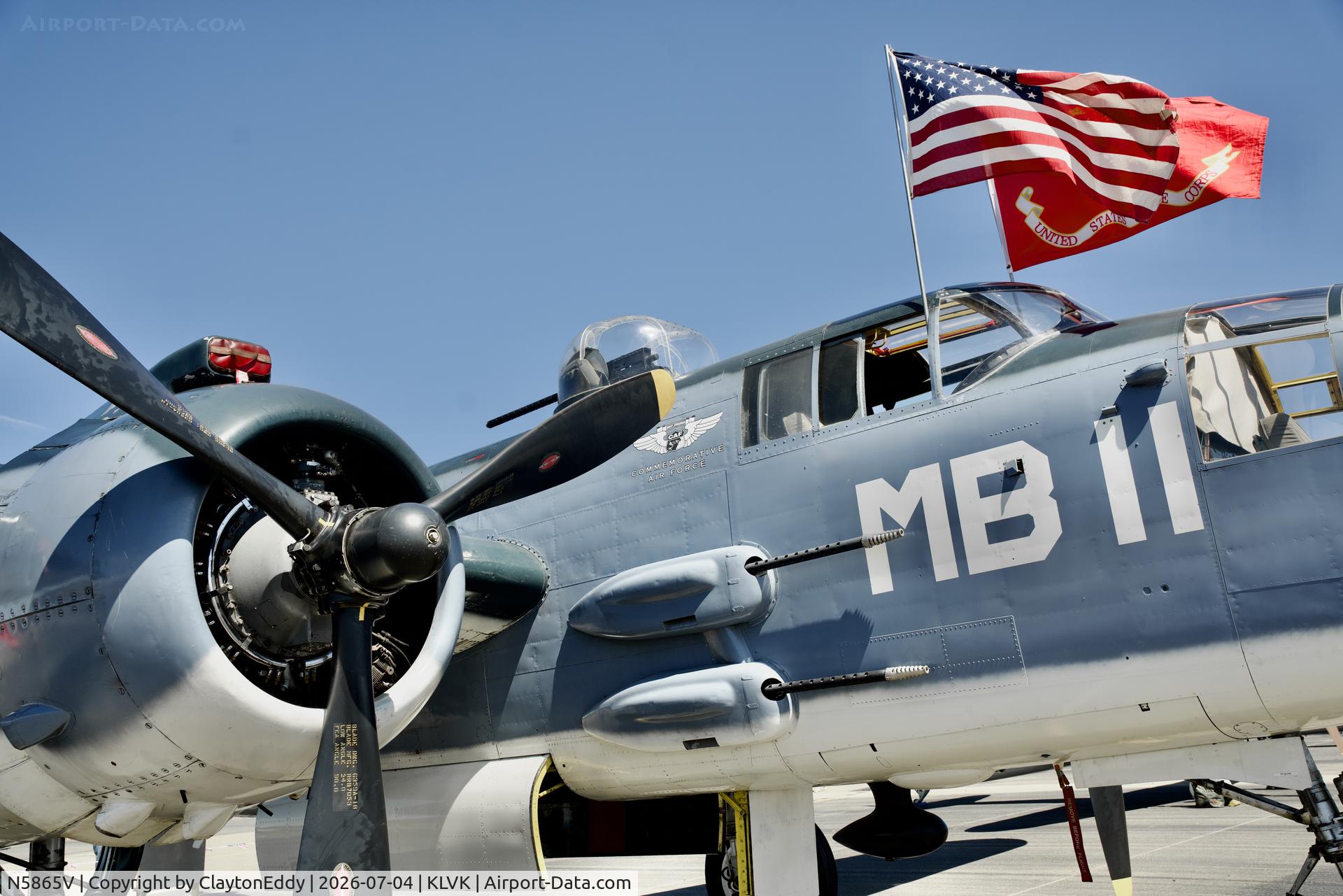 N5865V, 1945 North American B-25J Mitchell Mitchell, c/n 108-34263, 4th of July Livermore airport in California 2026