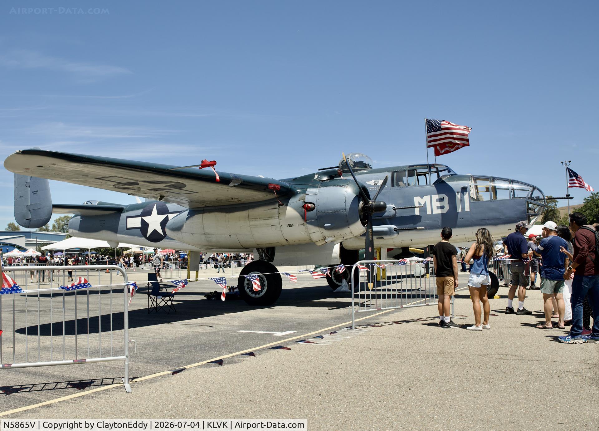N5865V, 1945 North American B-25J Mitchell Mitchell, c/n 108-34263, 4th of July Livermore airport in California 2026