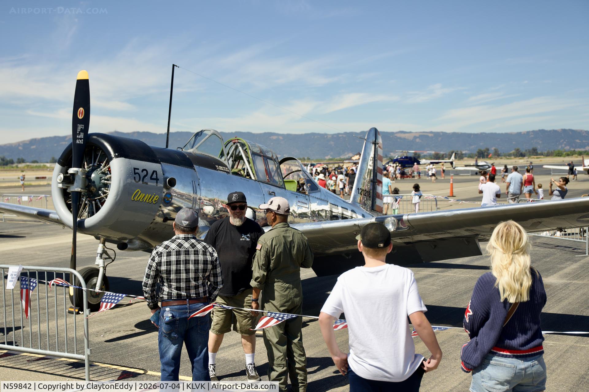 N59842, 1942 Consolidated Vultee BT-13A Valiant, c/n 5057, 4th of July Livermore airport in California 2026