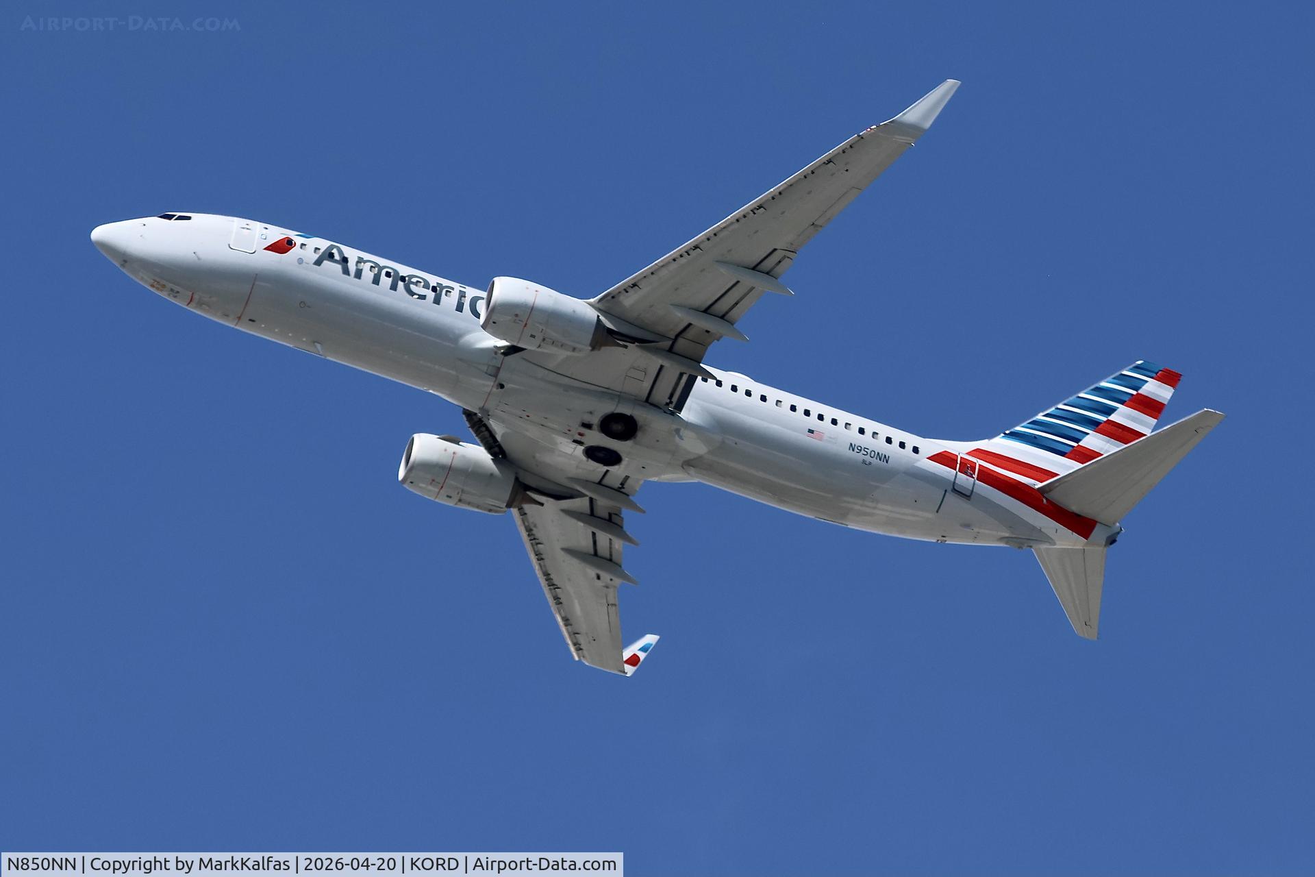 N850NN, 2010 Boeing 737-823, c/n 40580, B738 American Boeing 737-823 N950NN departing 28R KORD.