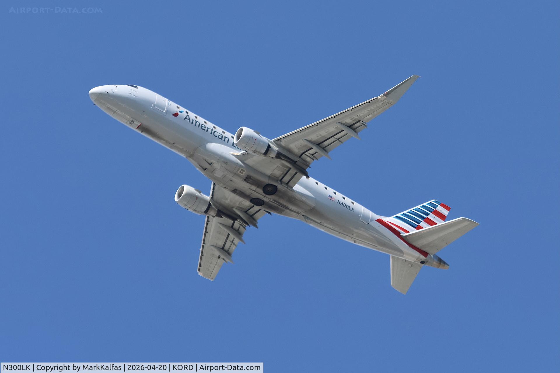 N300LK, 2020 Embraer (Yaborã) ERJ 175 LR, c/n 17000848, L75L Envoy / American Eagle Embraer ERJ 175 LR N300LK departing 28R KORD