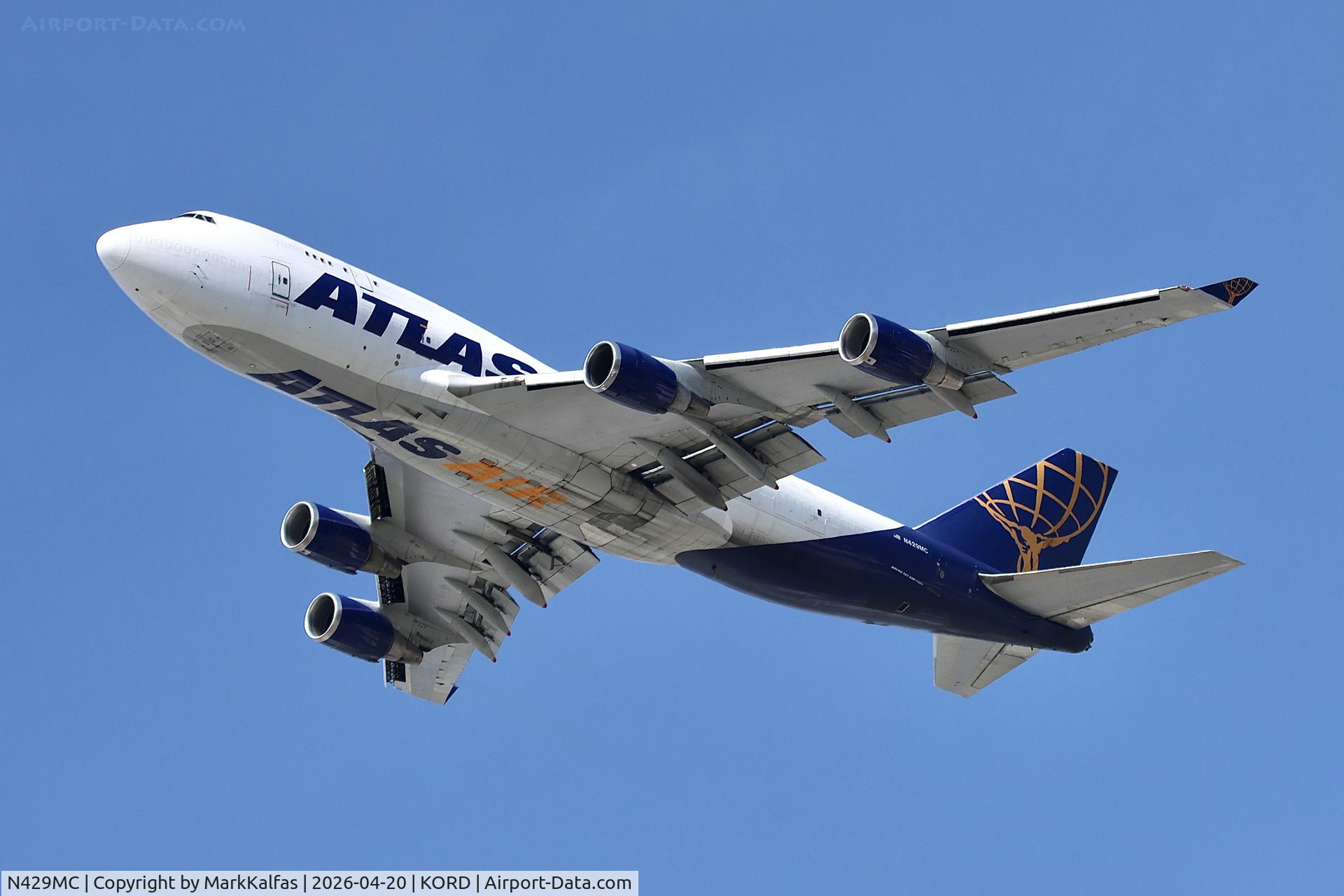 N429MC, 1990 Boeing 747-481, c/n 24833 l/n 812, B744 Atlas Air Boeing 747-481 N429MC departing 28R KORD