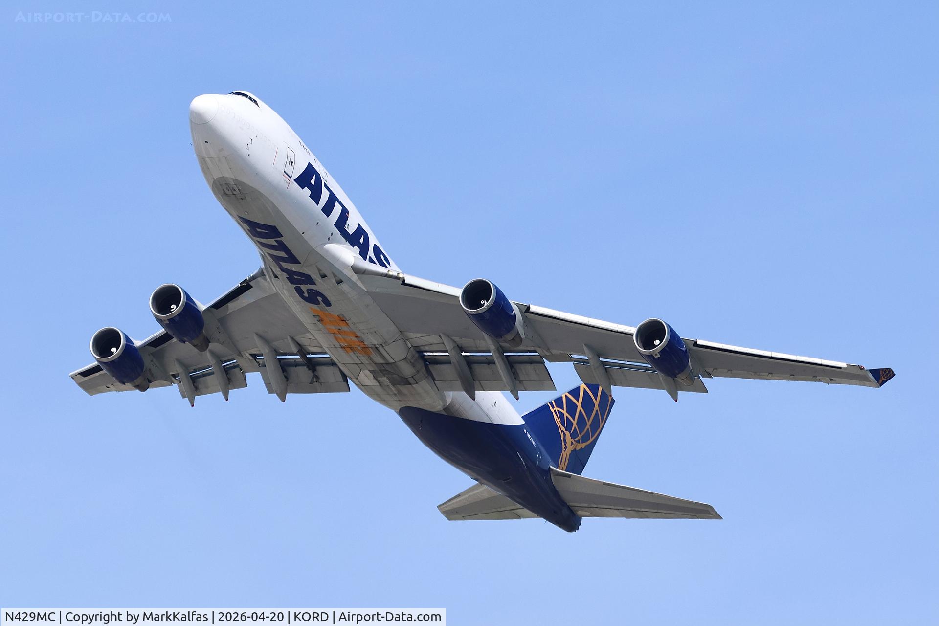 N429MC, 1990 Boeing 747-481, c/n 24833 l/n 812, B744 Atlas Air Boeing 747-481 N429MC departing 28R KORD