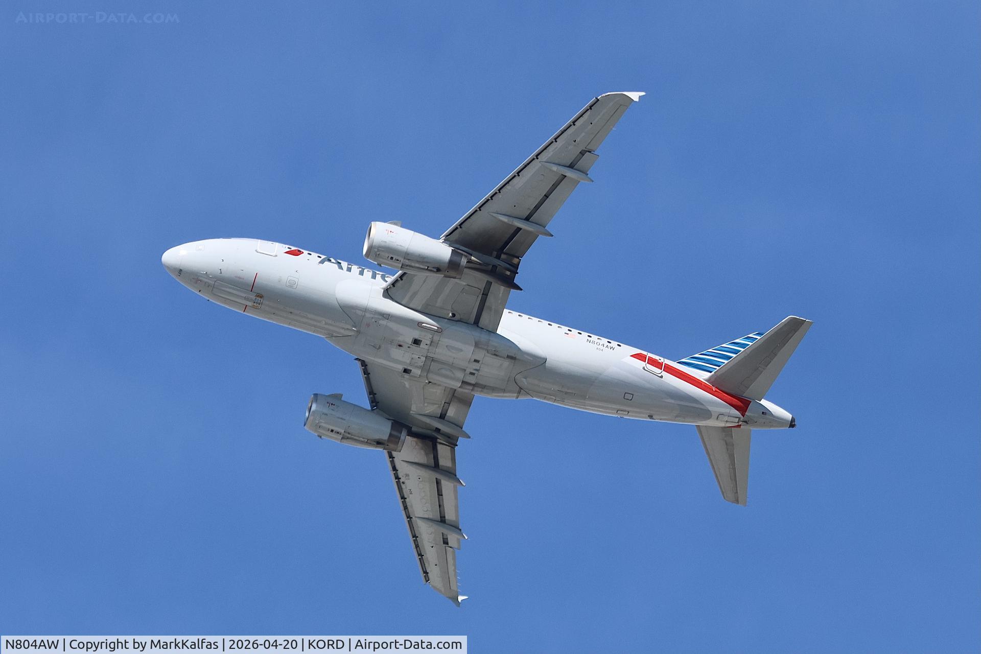 N804AW, 1999 Airbus A319-132, c/n 1043, A319 American Airlines Airbus A319-132 N804AW departing 28R KORD