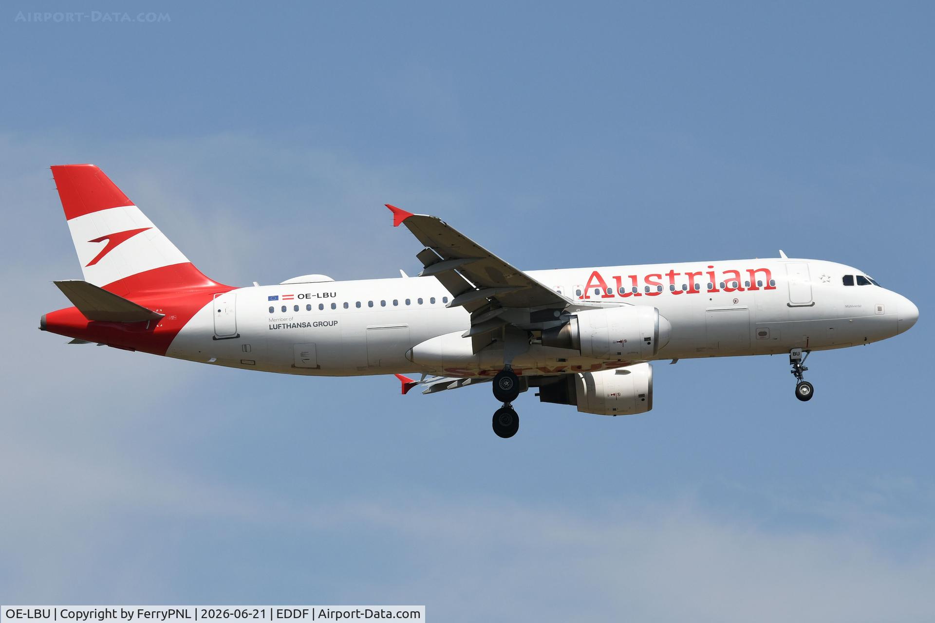 OE-LBU, 2001 Airbus A320-214, c/n 1478, Austrian A320