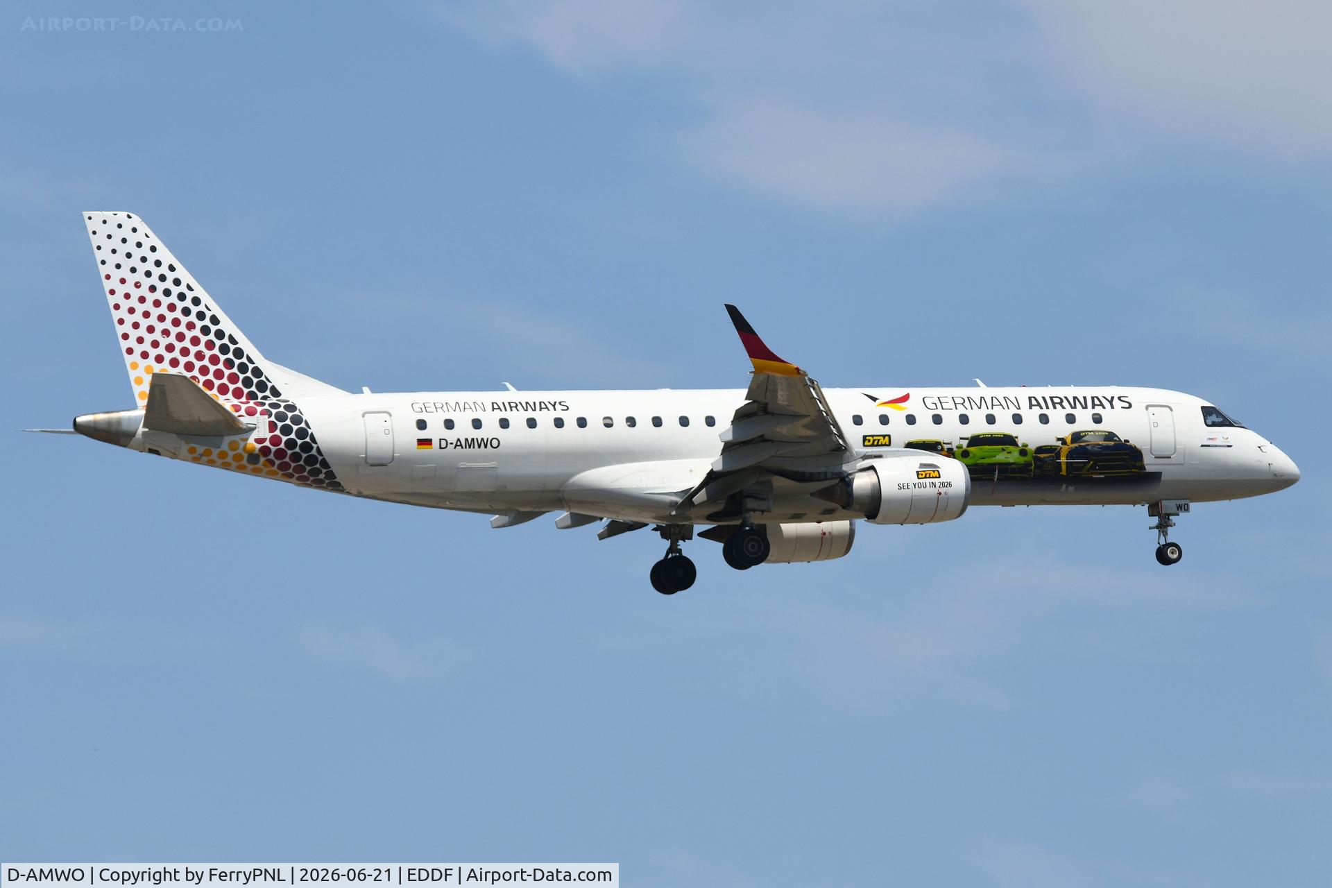 D-AMWO, 2008 Embraer 190AR (ERJ-190-100IGW), c/n 19000165, German Airways ERJ190 promoting the DTM (Racing)