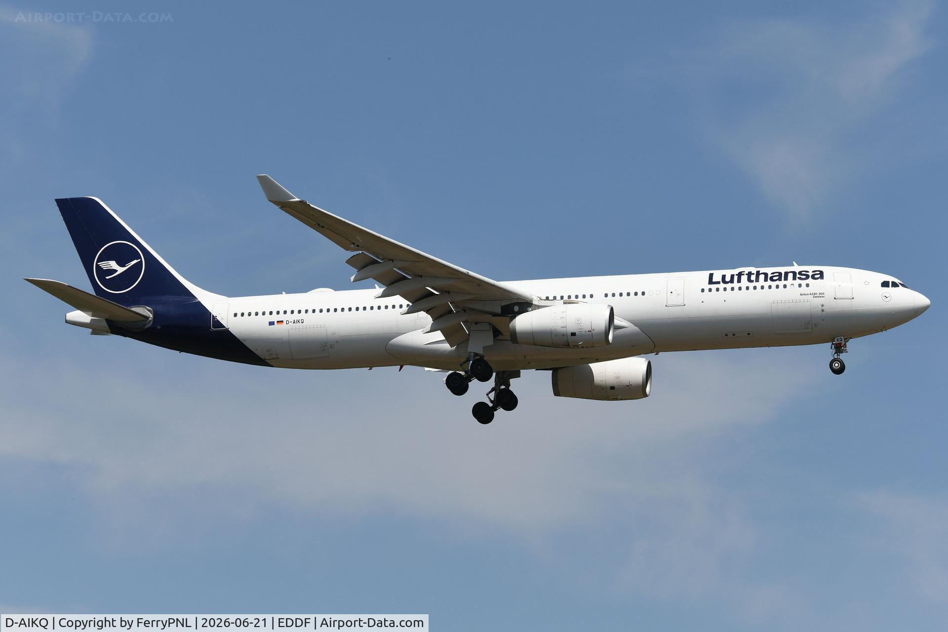D-AIKQ, 2012 Airbus A330-343X, c/n 1305, Lufthansa A333 landing at its FRA base