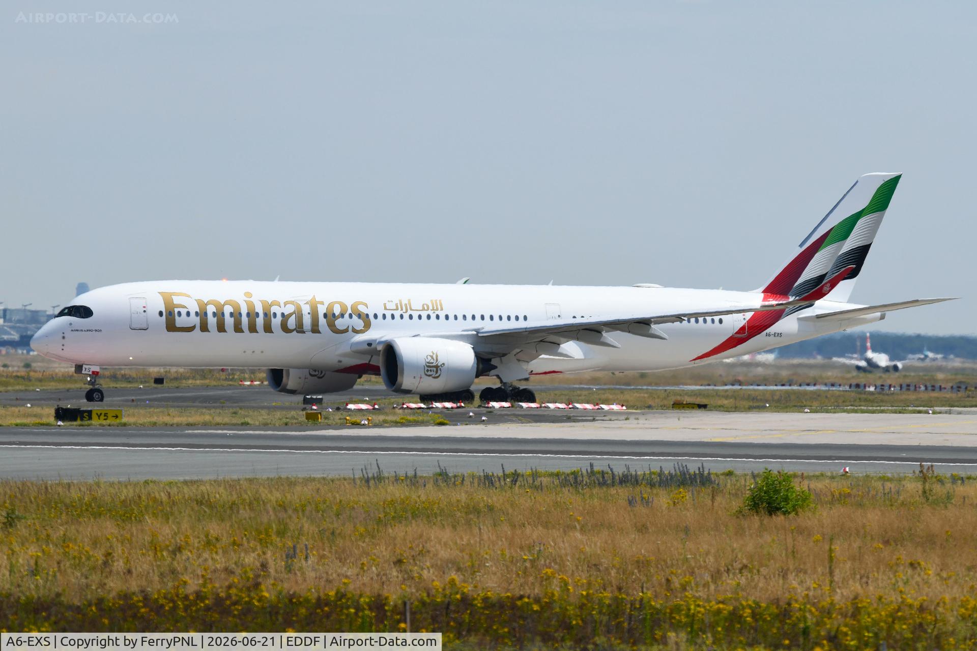 A6-EXS, 2026 Airbus 350-941, c/n 763, Emirates A359 taxying for departure