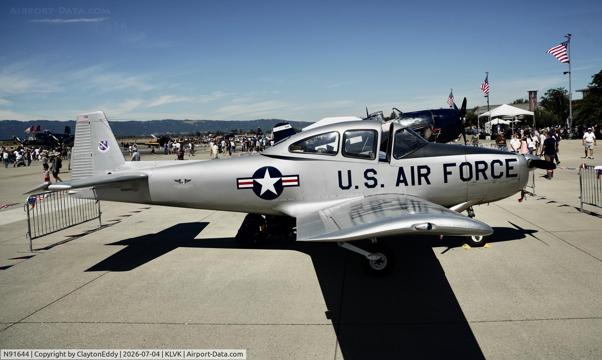 N91644, 1946 North American Navion (NA-145), c/n NAV-4-366, 4th of July Livermore airport in California 2026