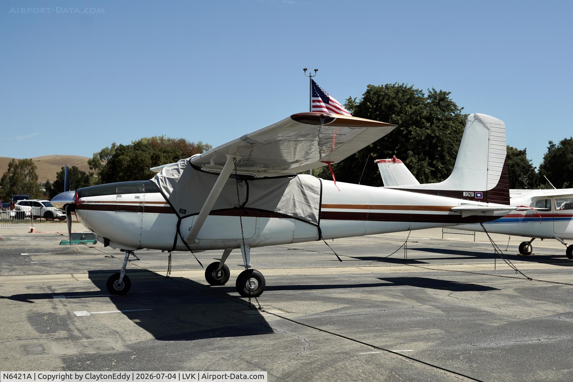 N6421A, 1956 Cessna 182 Skylane, c/n 33221, 4th of July Livermore airport in California 2026
