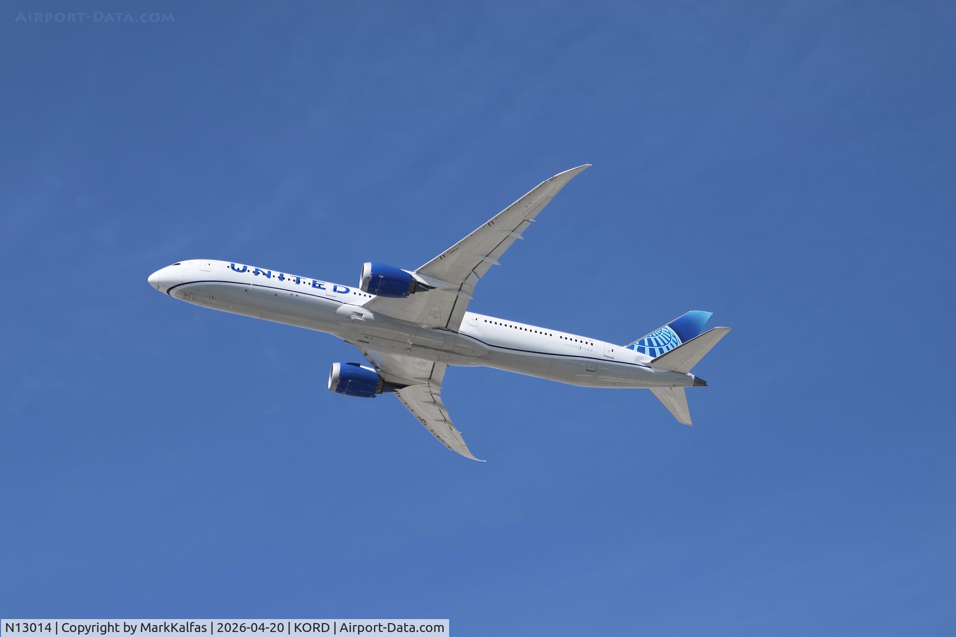 N13014, 2021 Boeing 787-10 Dreamliner, c/n 40940 l/n 1114, B78X United  Boeing 787-10 Dreamliner N13014 departing 28R KORD.