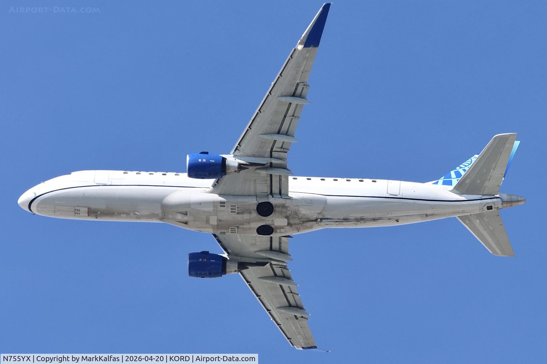N755YX, 2022 Embraer 175LR, c/n 927, E75L Republic Airways Embraer 175LR N755YX departing 28R KORD