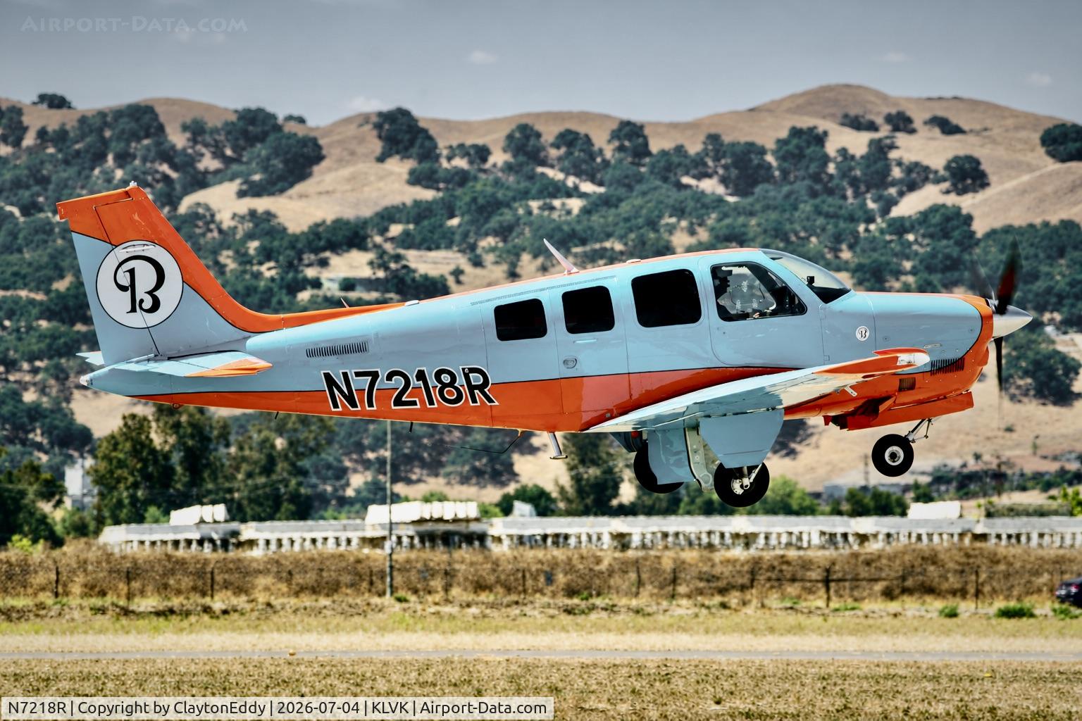 N7218R, 1974 Beech A36 Bonanza 36, c/n E-616, 4th of July Livermore airport in California 2026