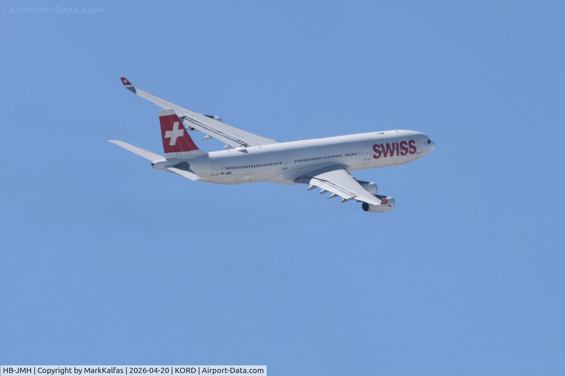 HB-JMH, 2004 Airbus A340-313, c/n 585, A343 SWISS Airbus A340-313 HB-JMH departing 26R KORD