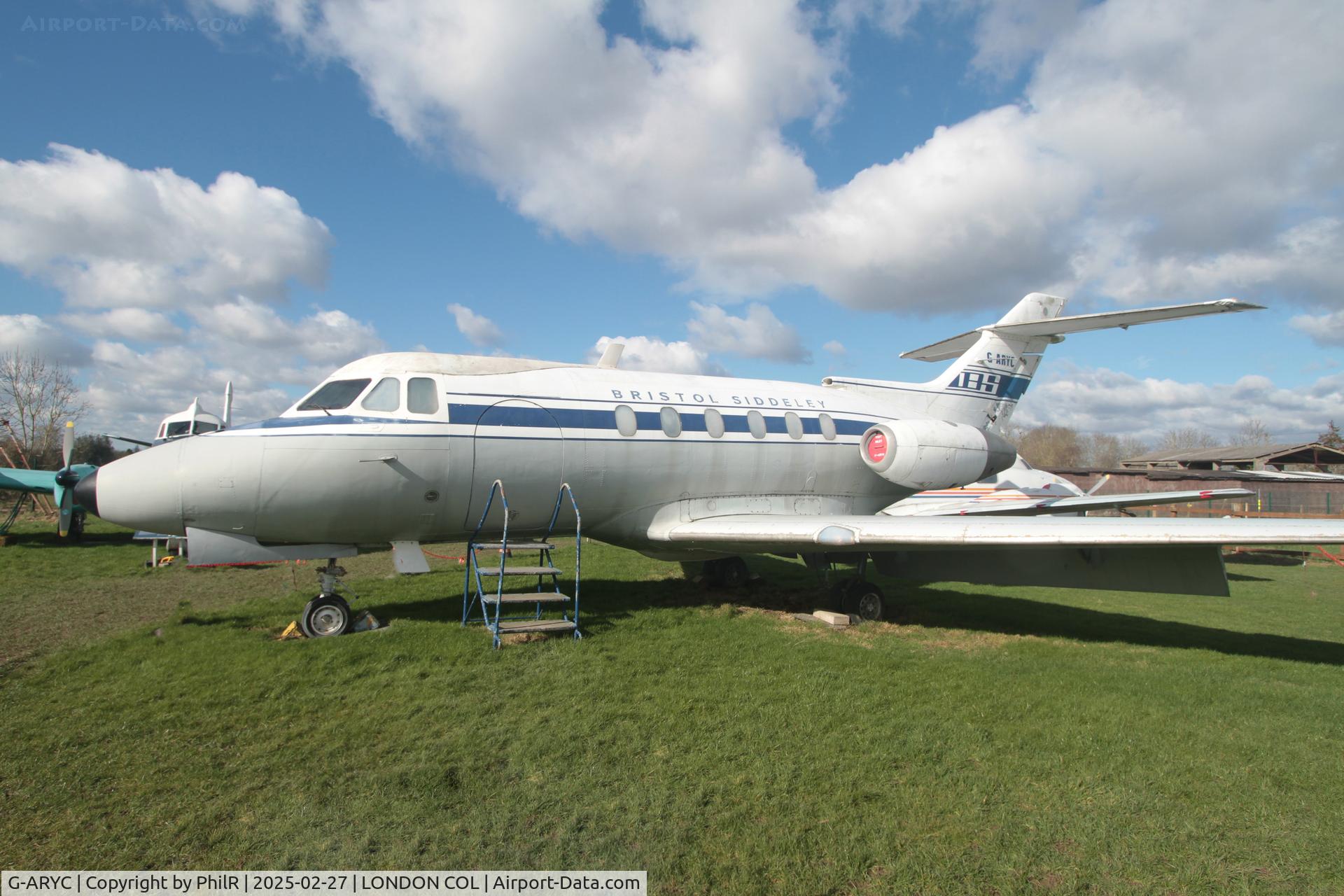 G-ARYC, 1963 De Havilland DH-125 Series 1/521, c/n 25003, G-ARYC 1963 DH125 Series 1 DHAM London Colney 
