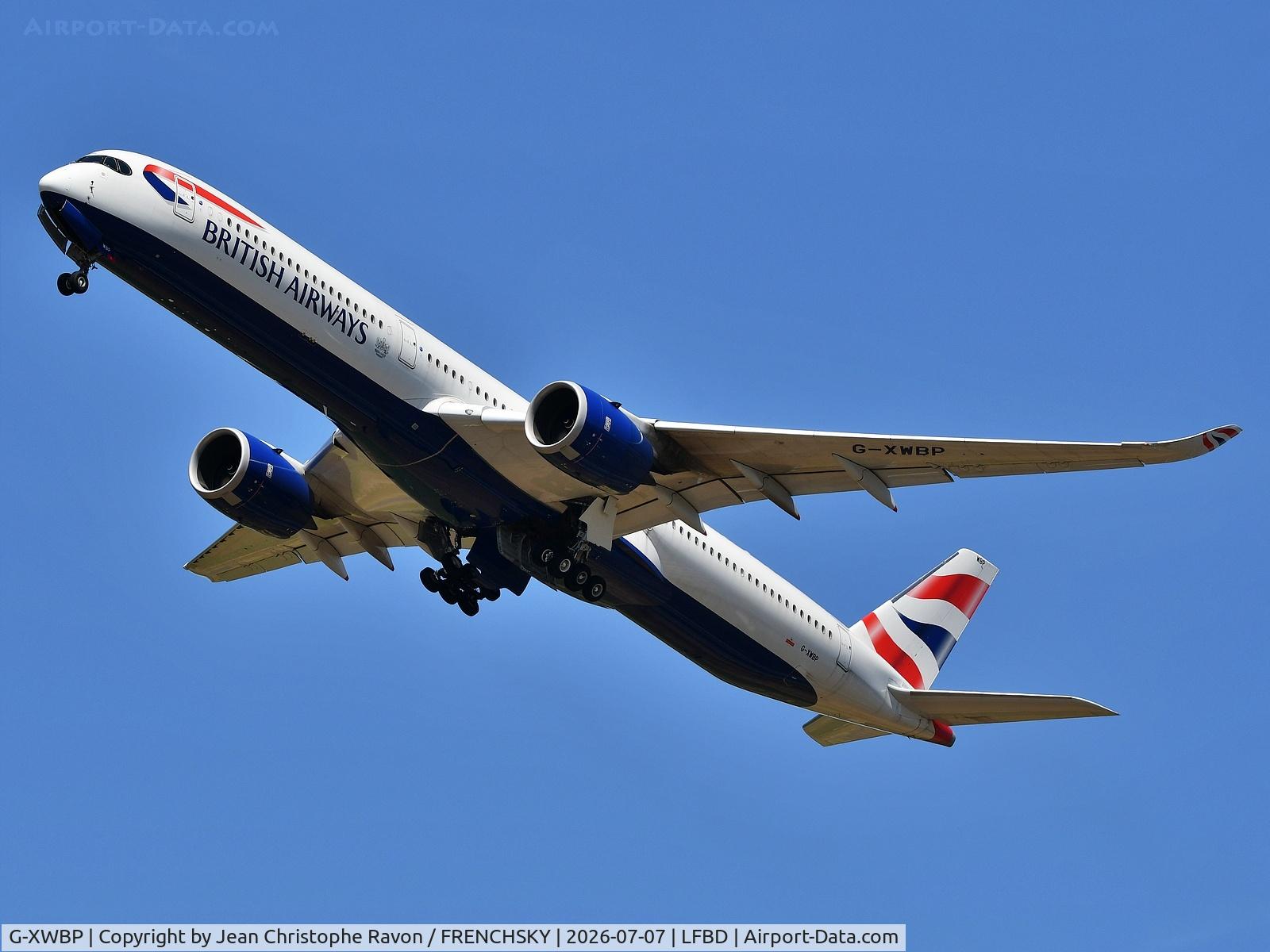 G-XWBP, 2023 Airbus A350-1041, c/n 623, Bordeaux (BOD)	London (LHR)	BA9172